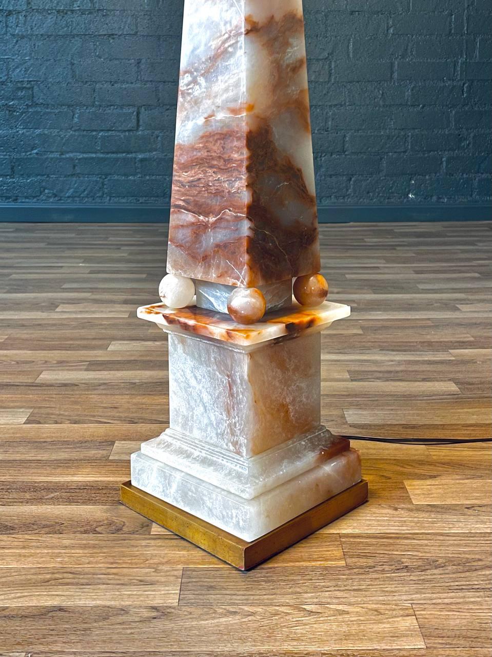 Vintage Mid-Century Obelisk Onyx Floor Lamp by Marbro For Sale 2