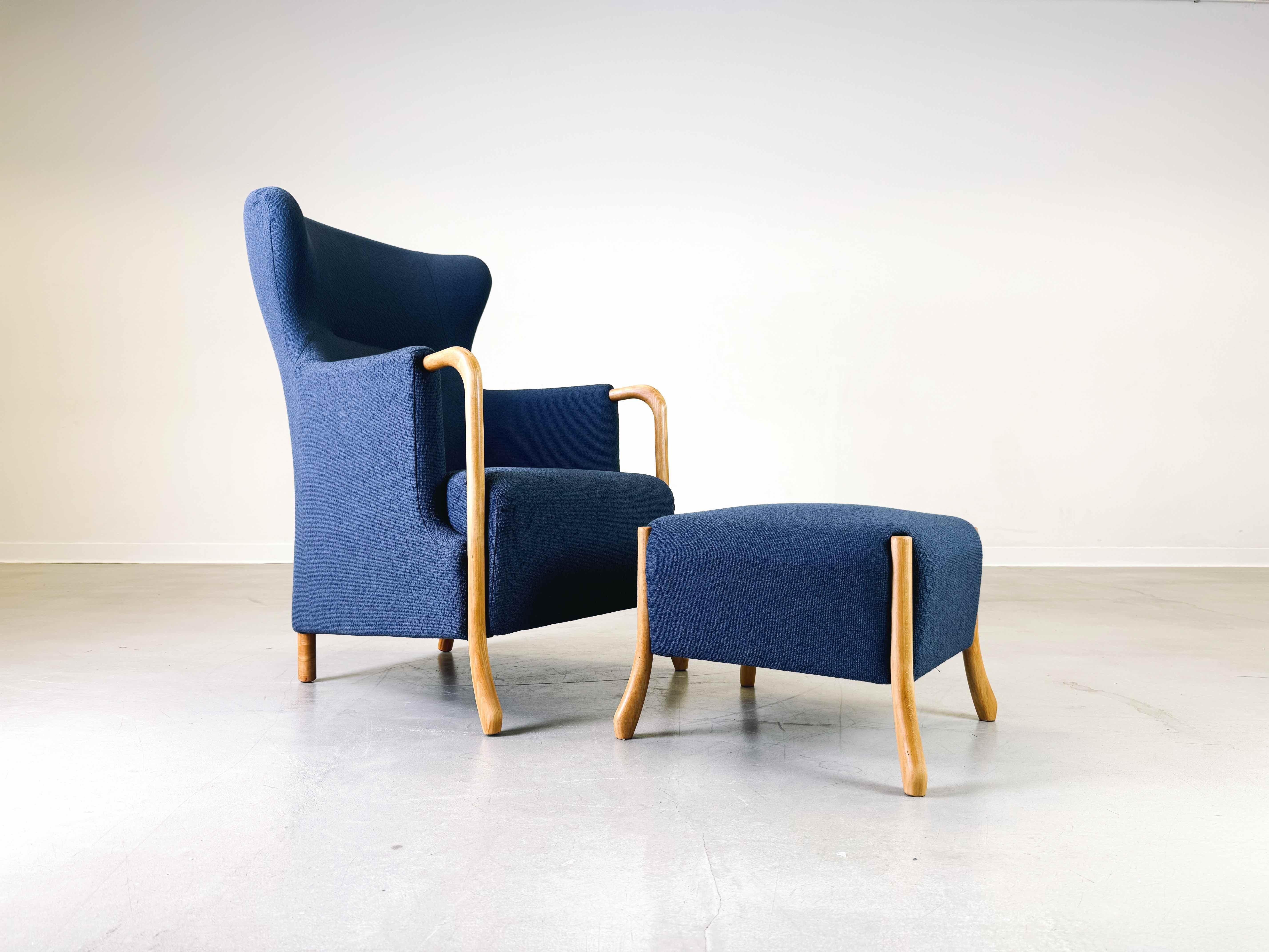 Vintage Mid Century Ohrensessel Claudia Stouby Møbelfabrik mit Ottomane 1970 en vente 5