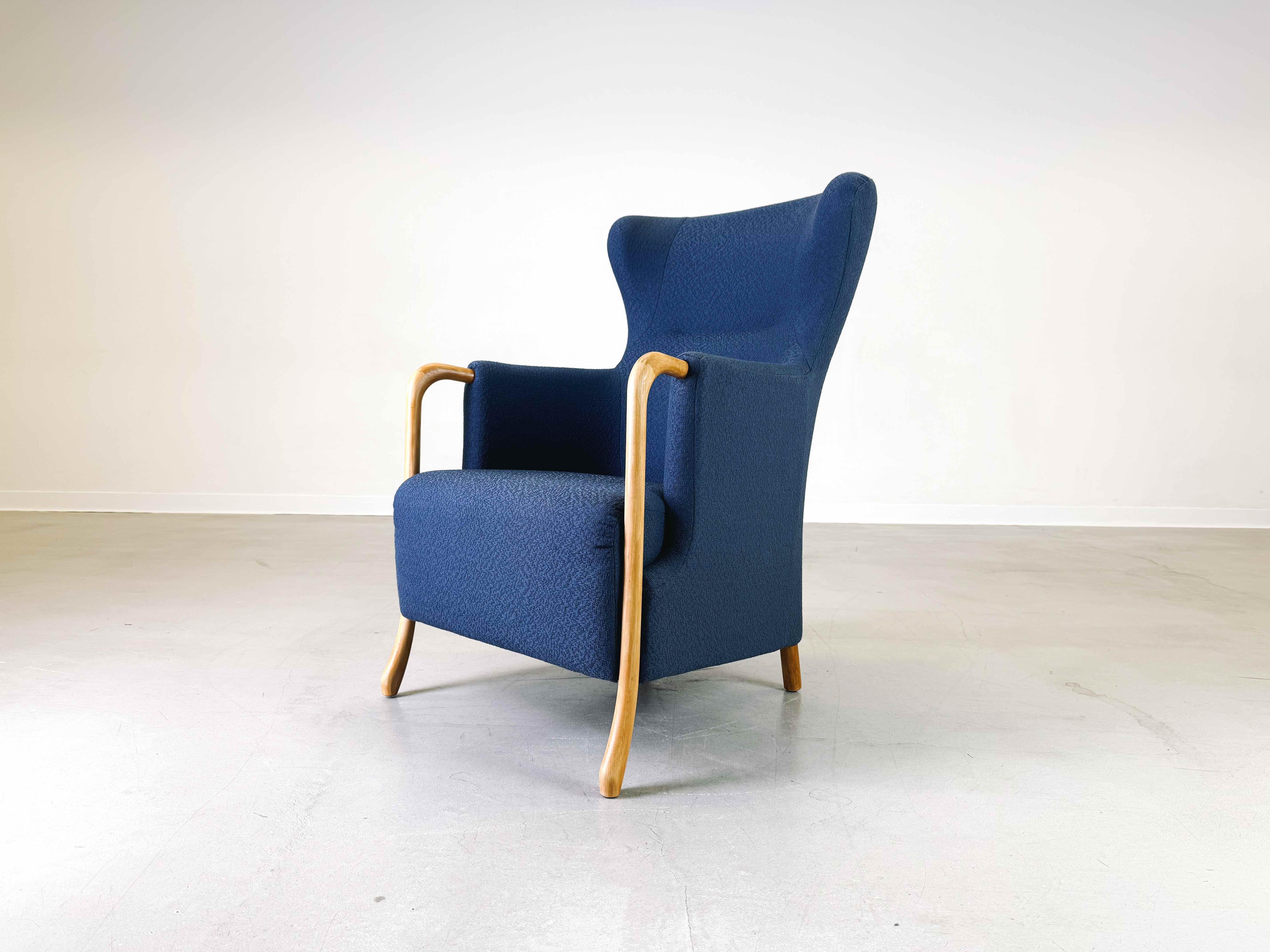Danois Vintage Mid Century Ohrensessel Claudia Stouby Møbelfabrik mit Ottomane 1970 en vente