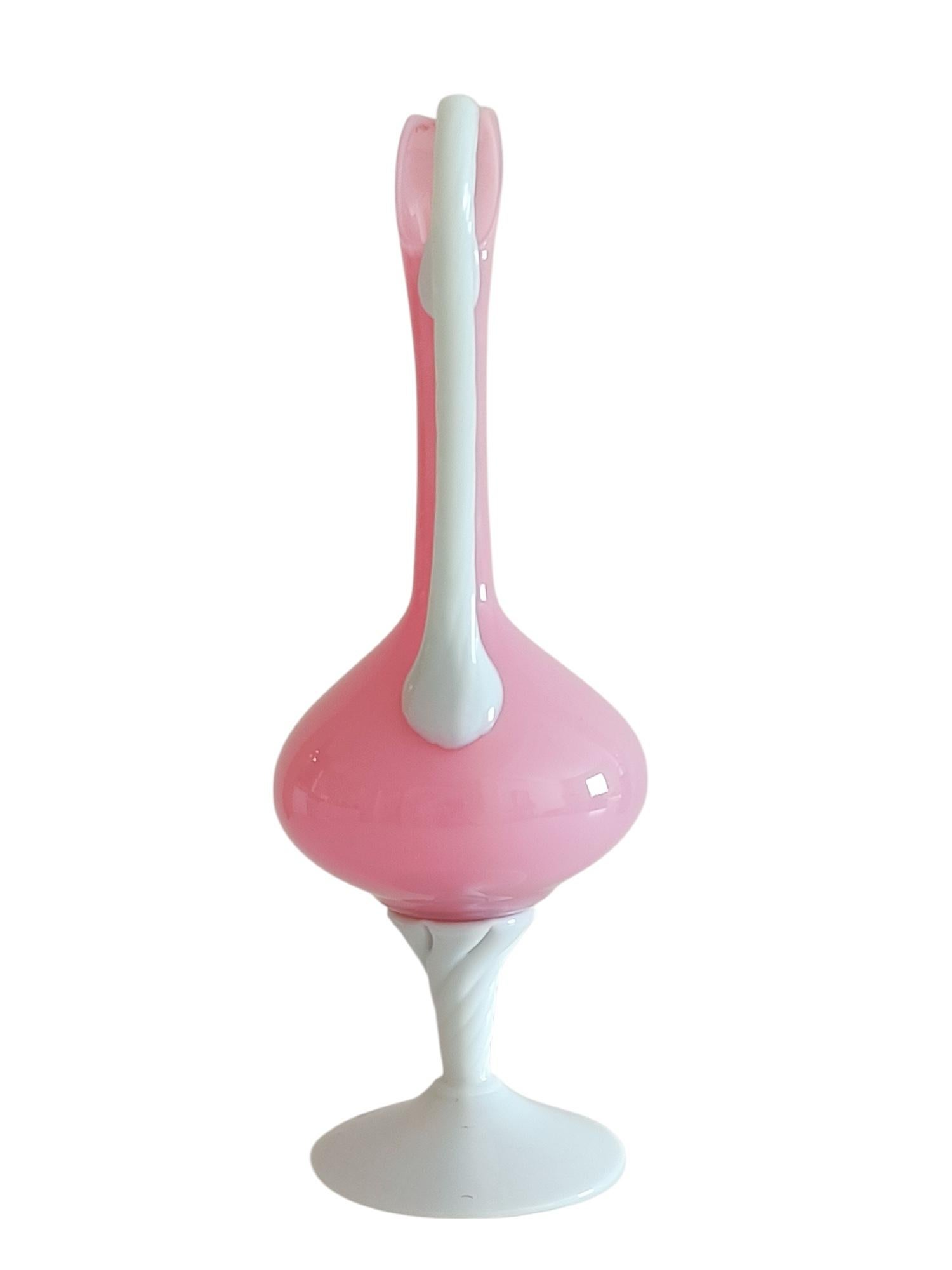 Vintage Mid Century Opaline Florence Empoli Glass Pitcher, Italy, 1950s For Sale 4