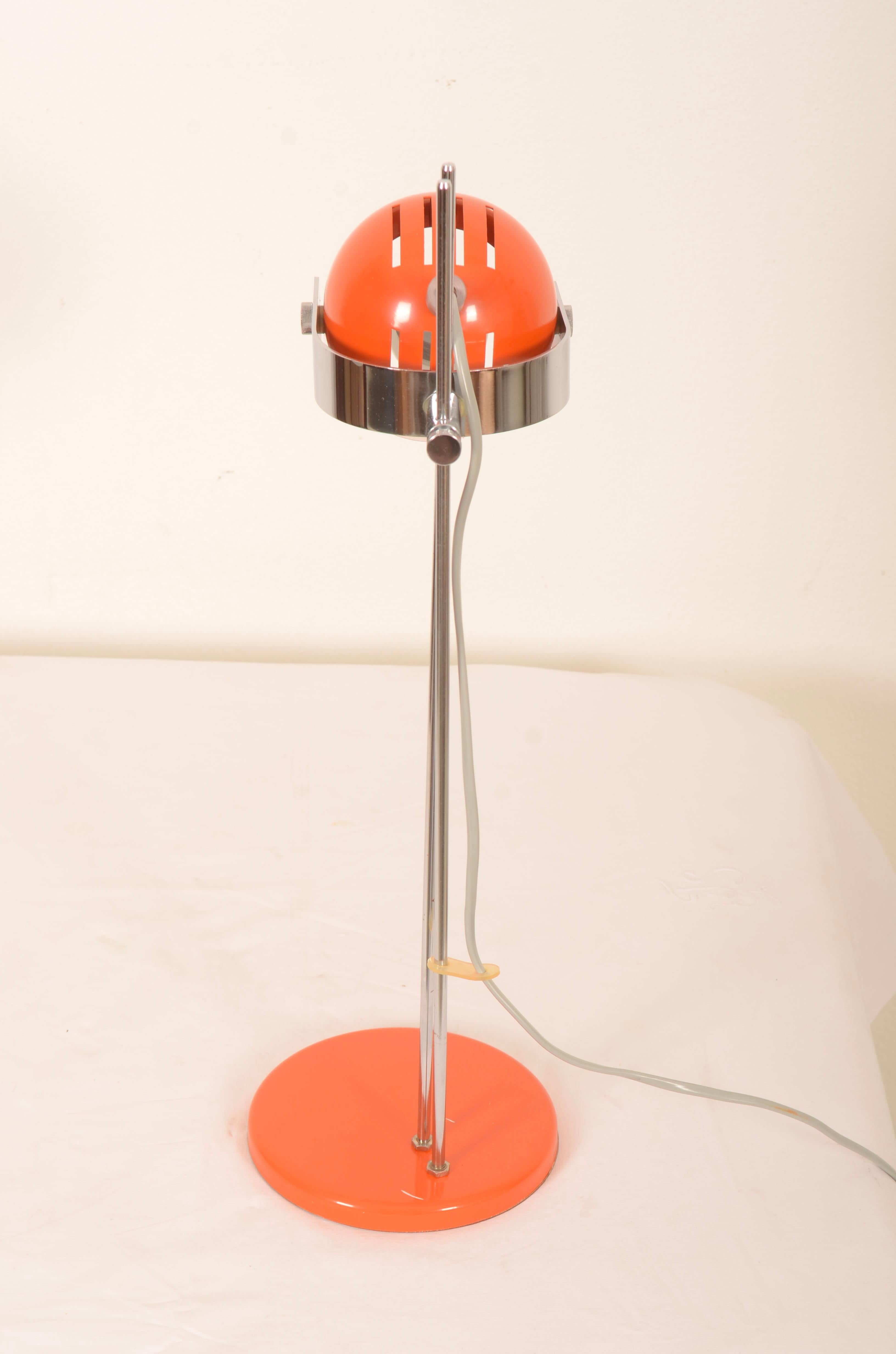Steel Vintage Mid-Century Orange Table Lamp For Sale