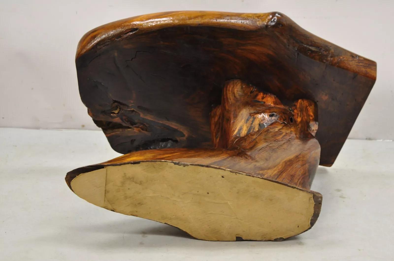 Vintage Mid Century Organic Live Edge Burl Wood Pedestal Base Couchtisch 3