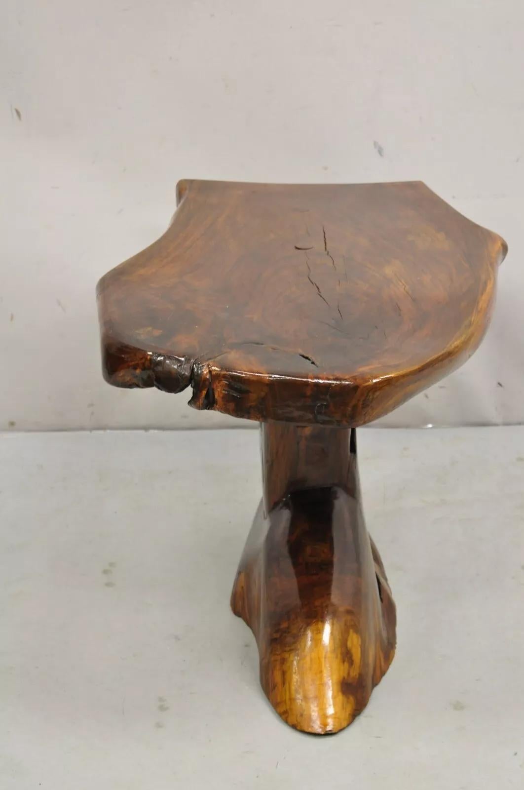 Vintage Mid Century Organic Live Edge Burl Wood Pedestal Base Couchtisch (Unbekannt)
