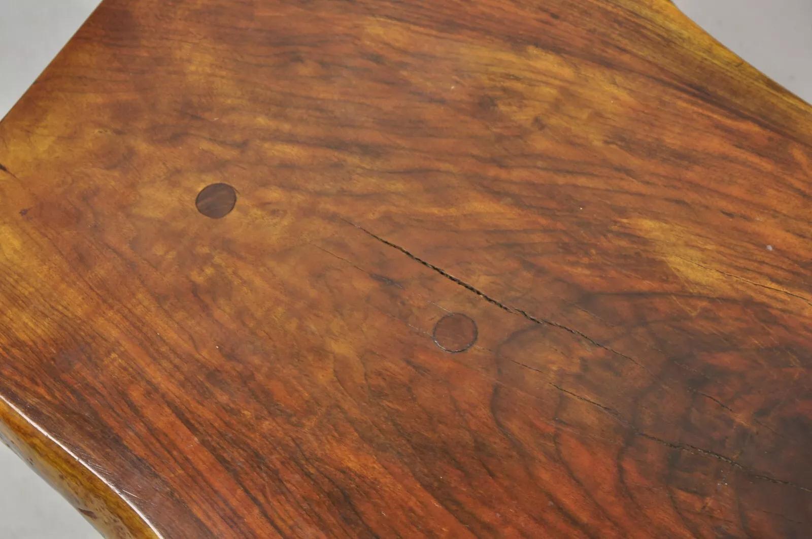 Vintage Mid Century Organic Live Edge Burl Wood Pedestal Base Couchtisch (20. Jahrhundert)