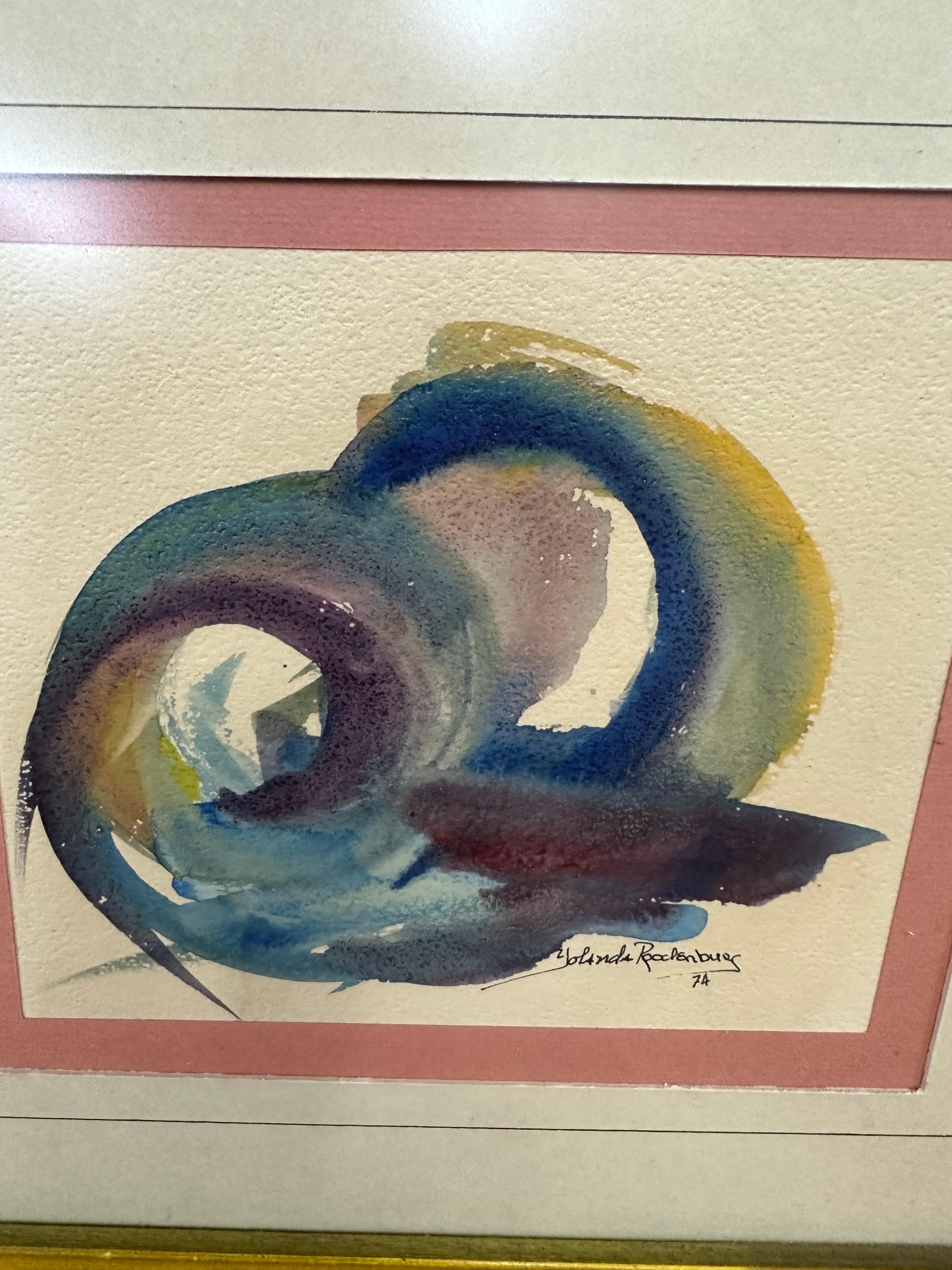 Original gerahmtes abstraktes Aquarellgemälde, Vintage, Mid-Century Vintage (Moderne der Mitte des Jahrhunderts) im Angebot