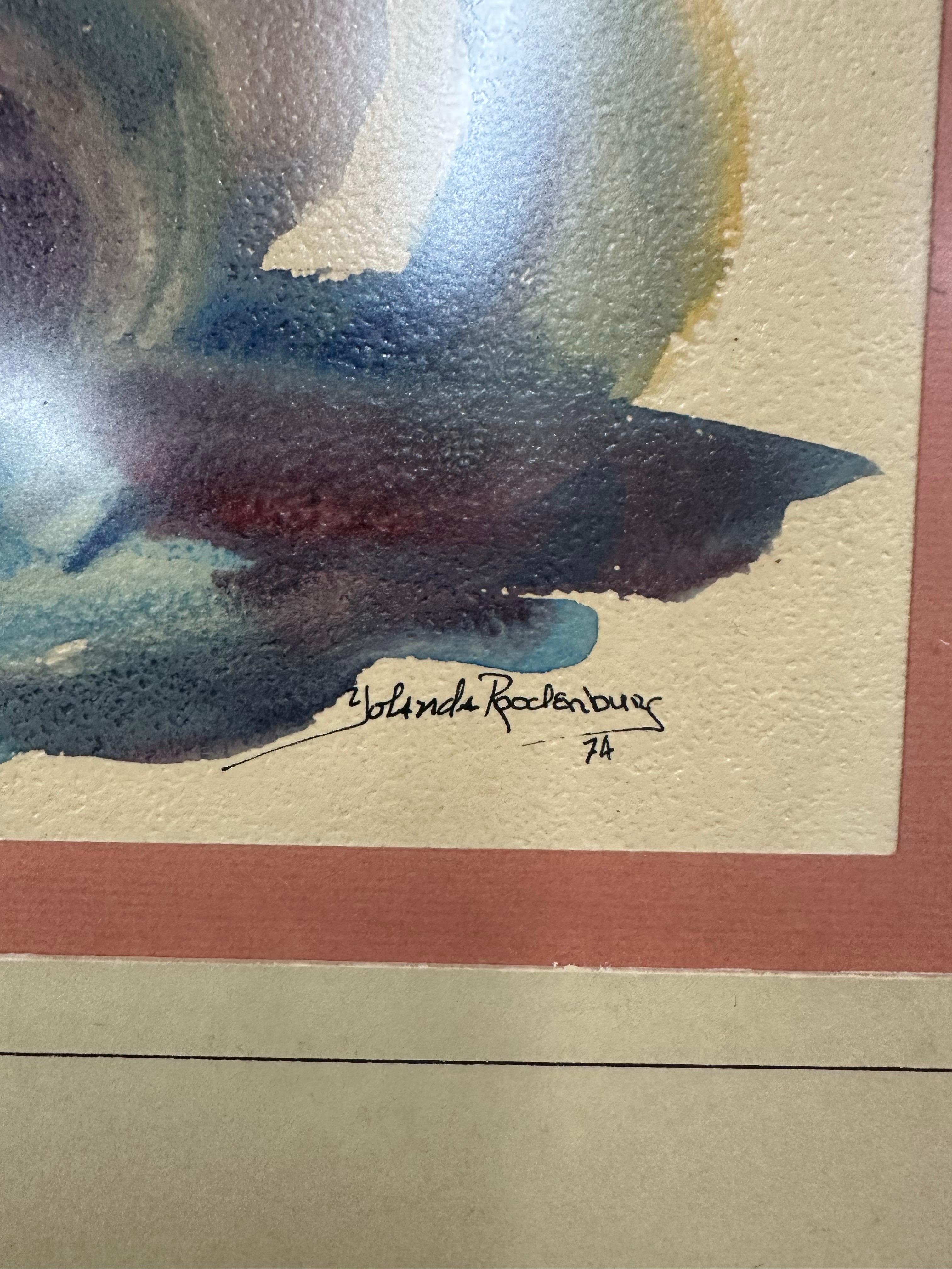 Original gerahmtes abstraktes Aquarellgemälde, Vintage, Mid-Century Vintage (amerikanisch) im Angebot