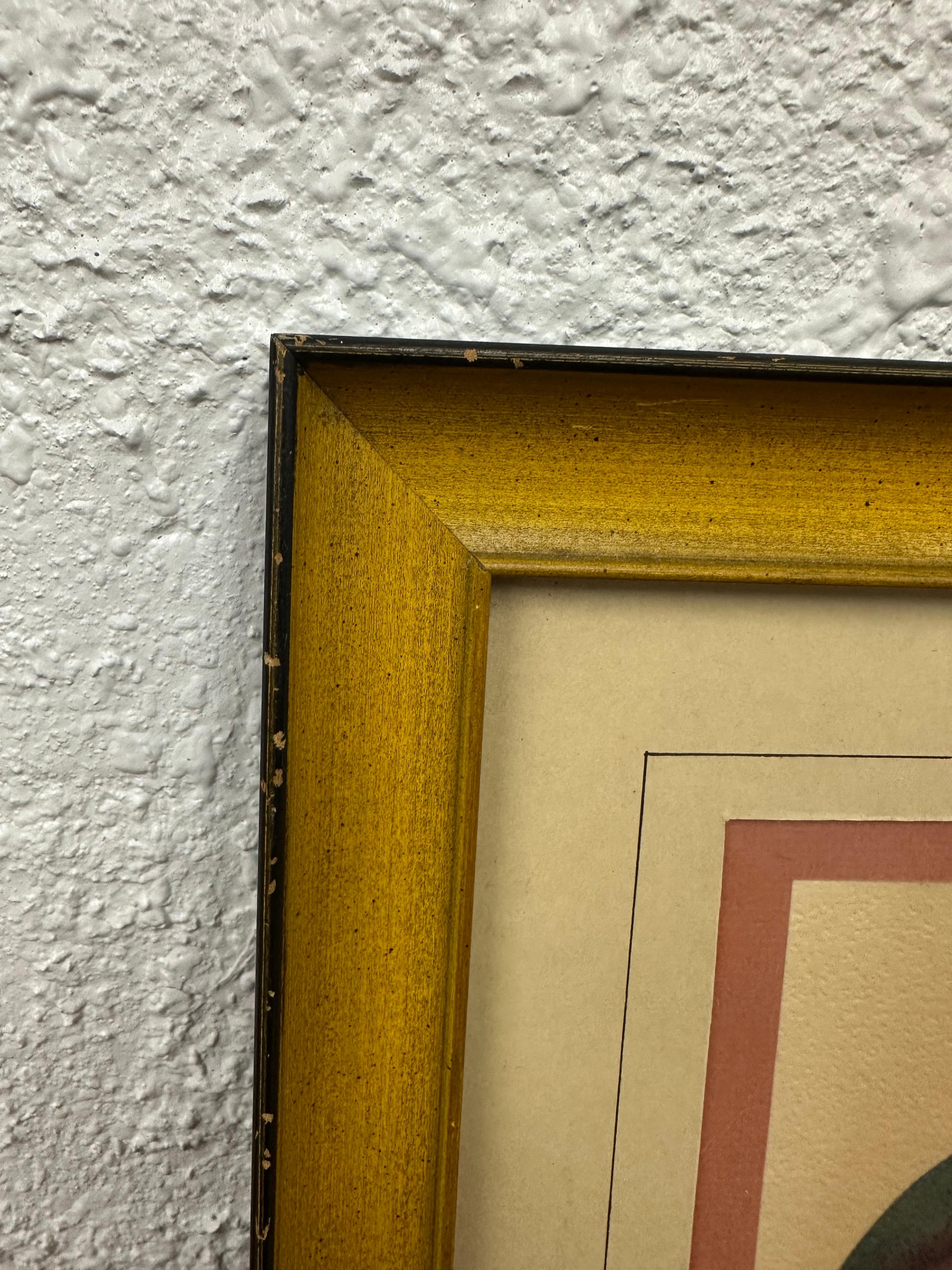 Original gerahmtes abstraktes Aquarellgemälde, Vintage, Mid-Century Vintage (Handbemalt) im Angebot