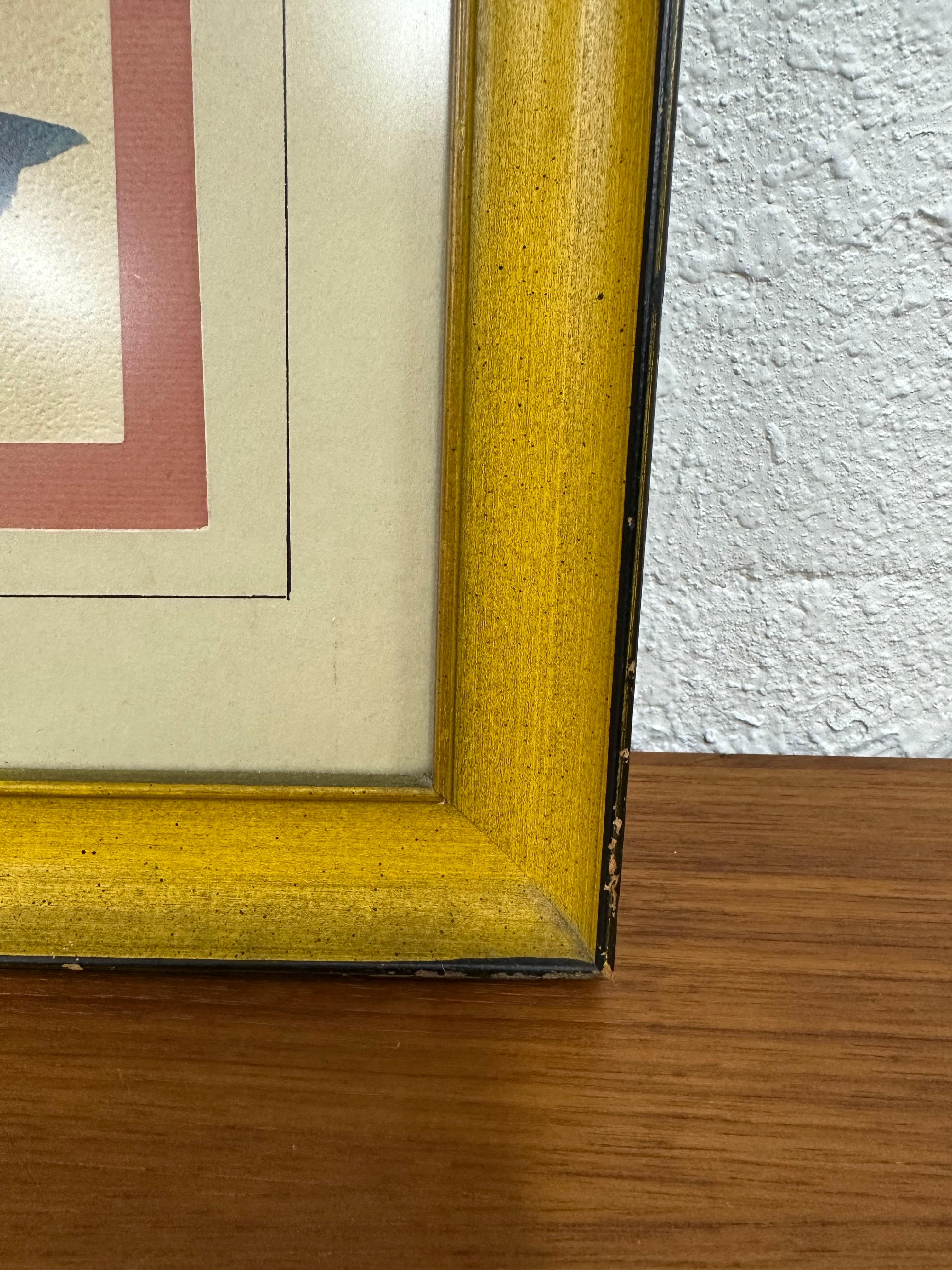 Original gerahmtes abstraktes Aquarellgemälde, Vintage, Mid-Century Vintage im Zustand „Gut“ im Angebot in Lutz, FL