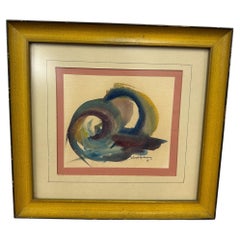 Vintage By, quadro astratto ad acquerello con cornice originale