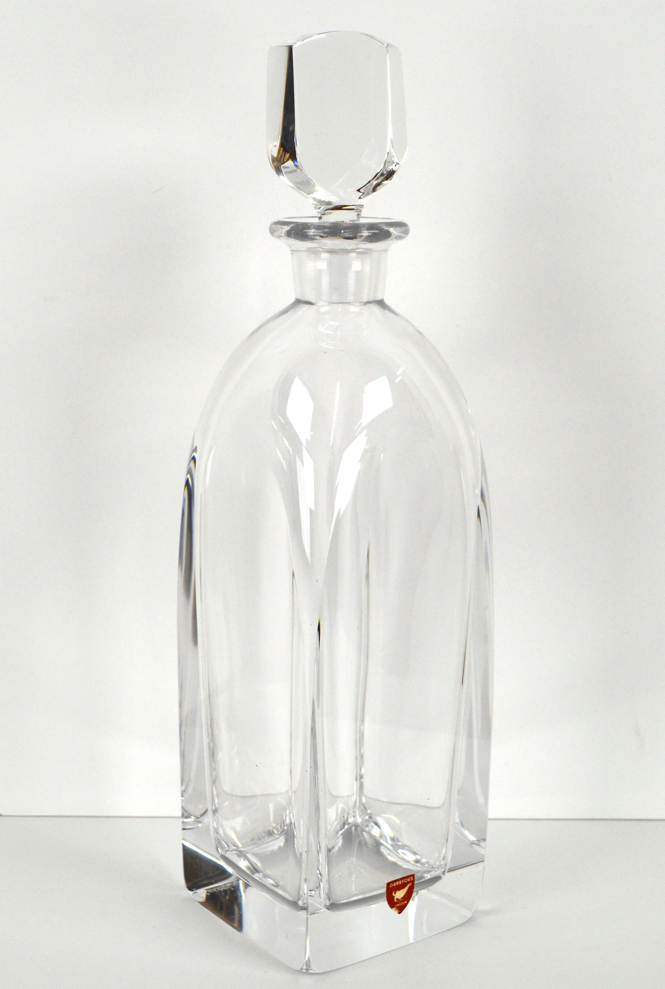 Vintage LG clear solid Glass crystal bottle decanter Stopper 3 1/2" tall #3 