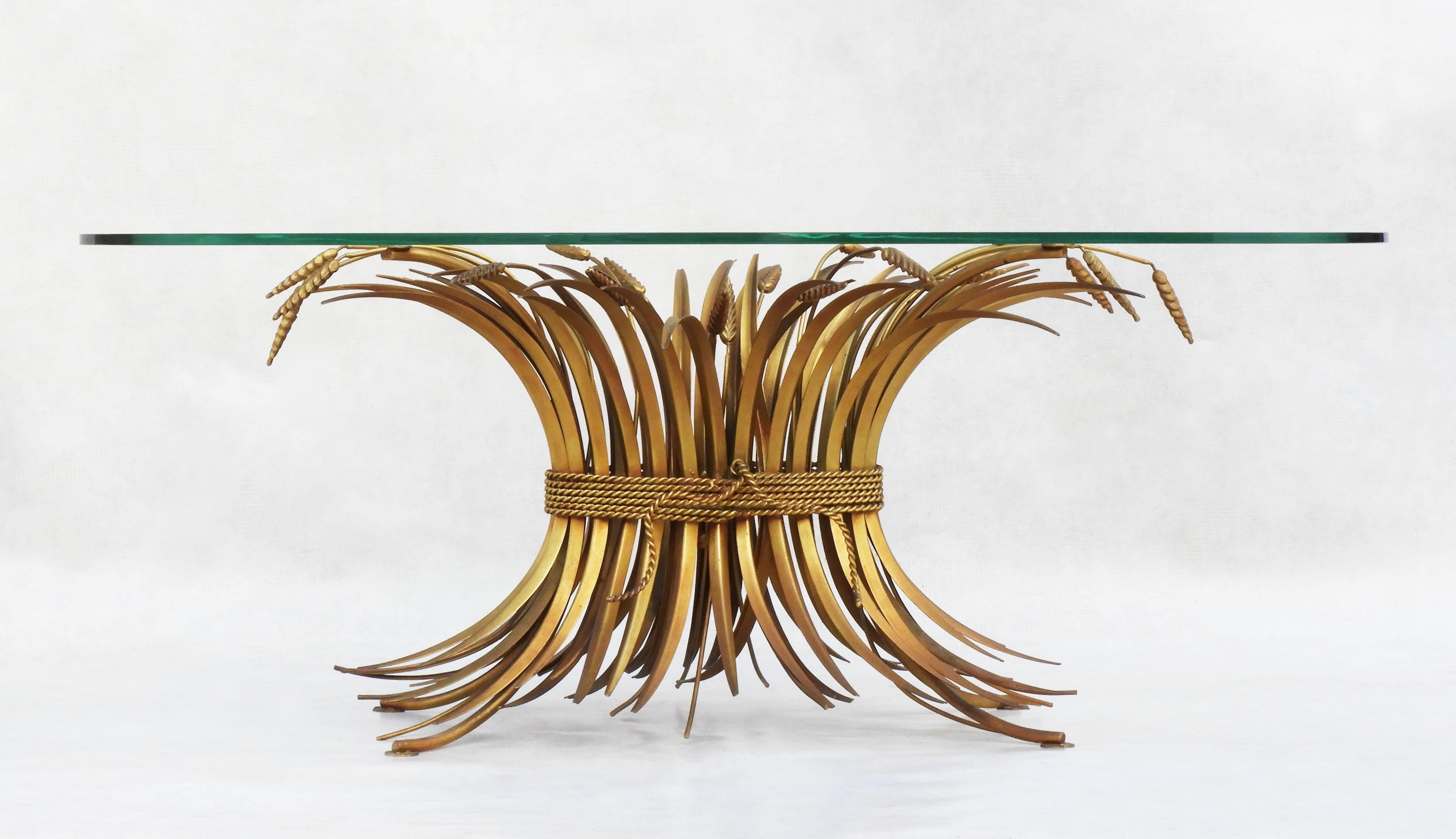 Hollywood Regency Vintage Mid Century Oval Wheatsheaf Coffee Table C1960s France