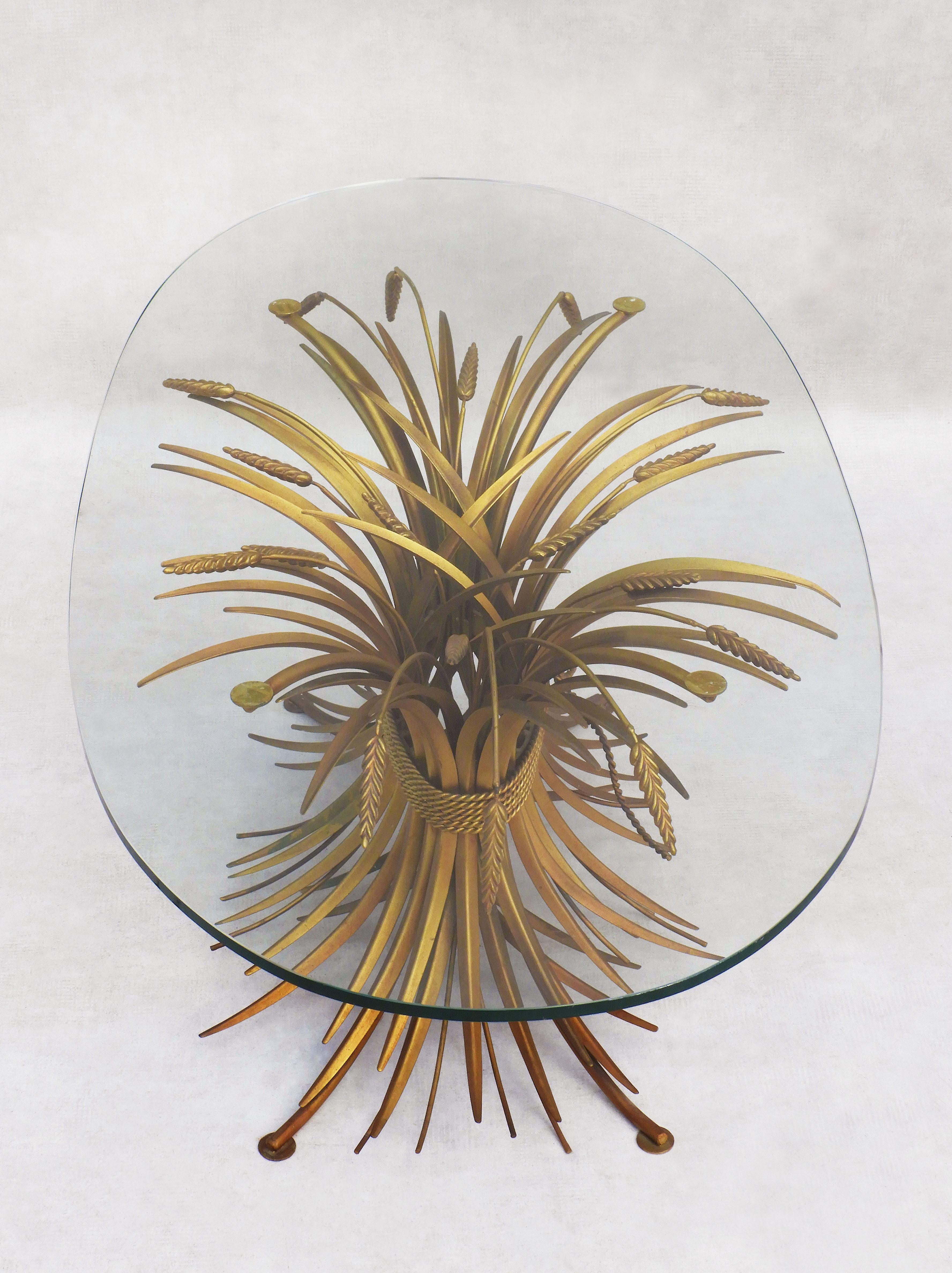 Vintage Mid Century Oval Wheatsheaf Coffee Table C1960s France In Good Condition In Trensacq, FR