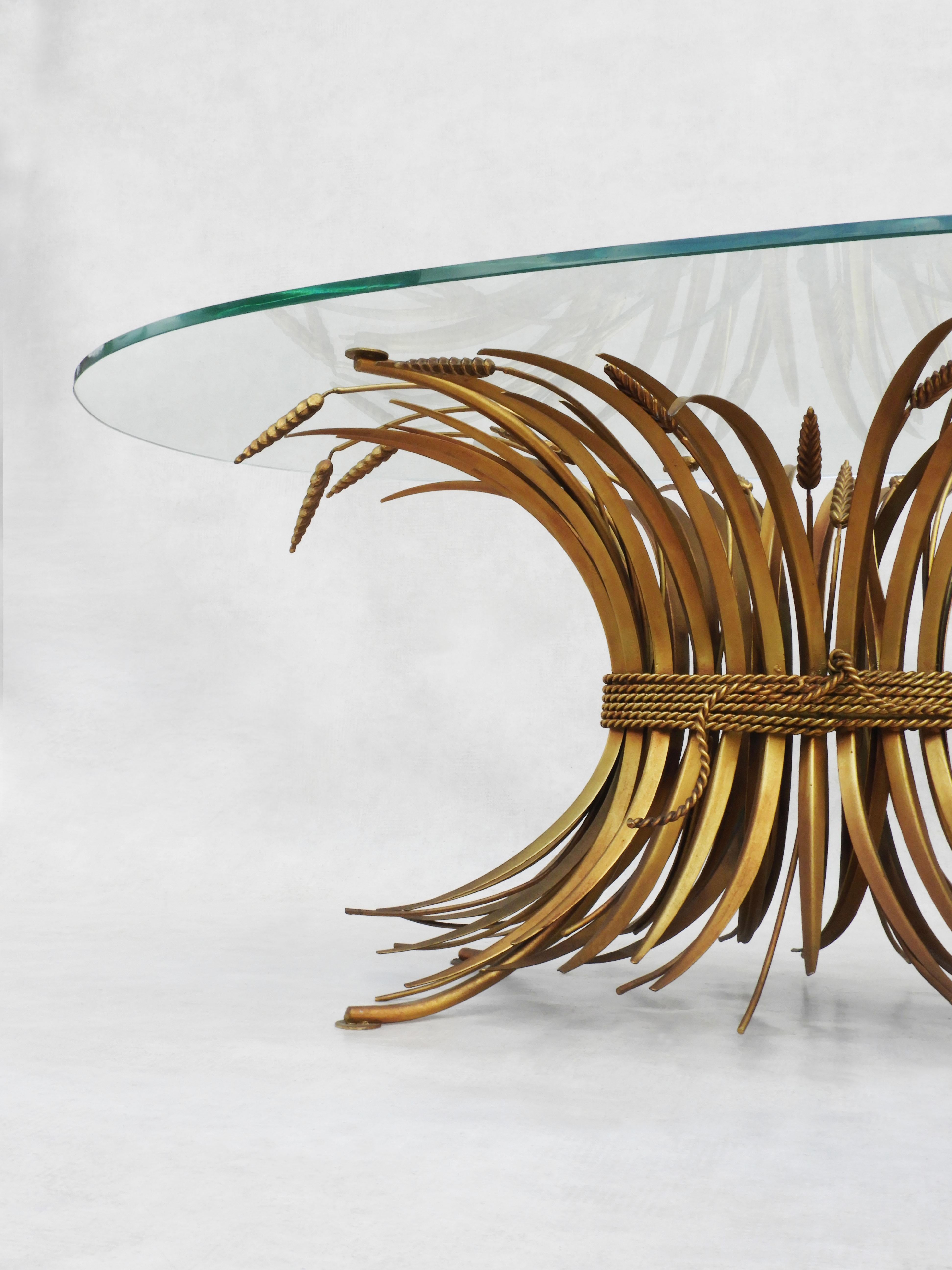 20th Century Vintage Mid Century Oval Wheatsheaf Coffee Table C1960s France