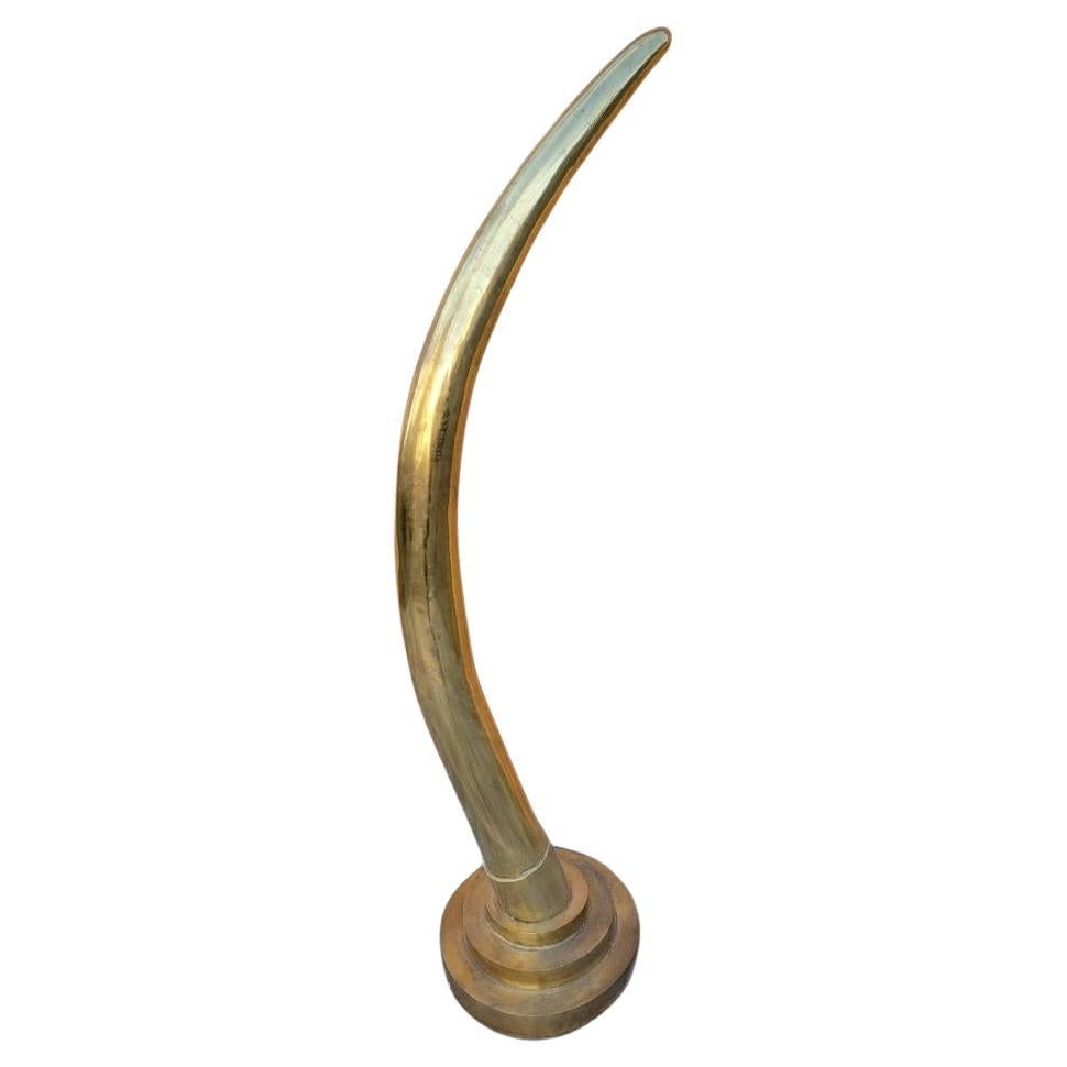 Vintage Midcentury Oversized Brass Elephant Tusk Horn  For Sale