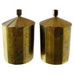 Retro Mid-Century Pair of Brass Canisters