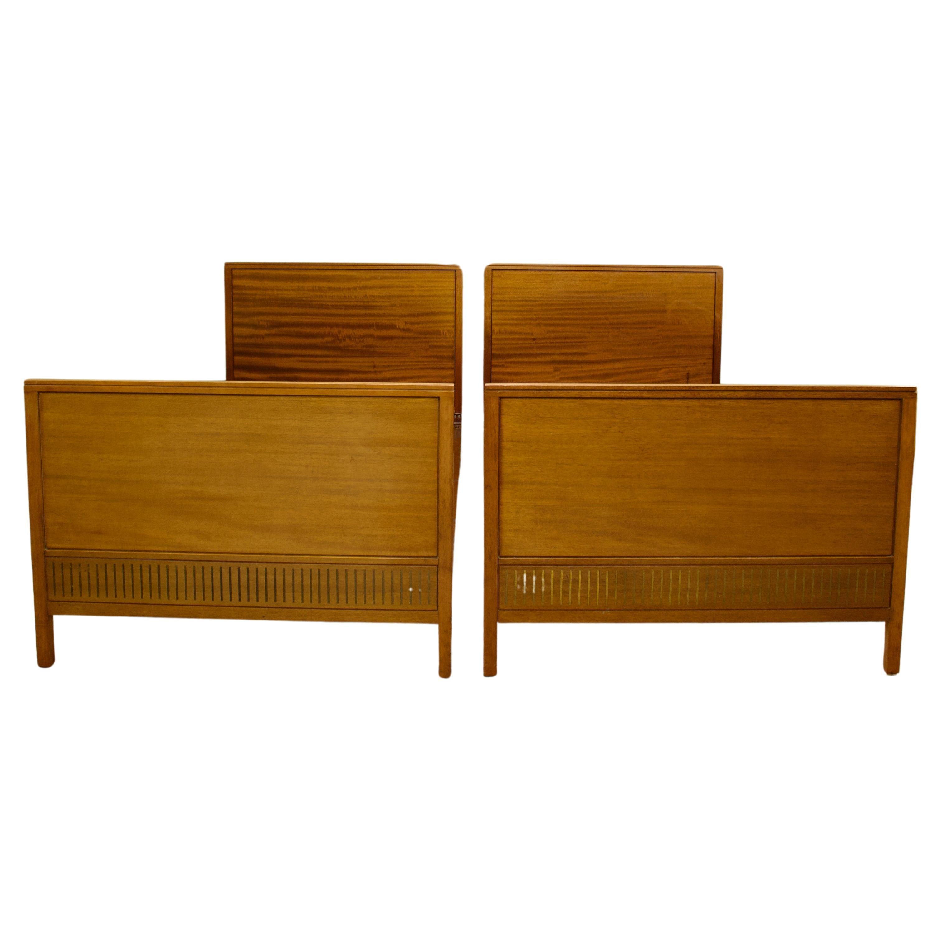 Vintage Mid Century Pair Single Beds by Loughborough for Heals, 1950s For Sale