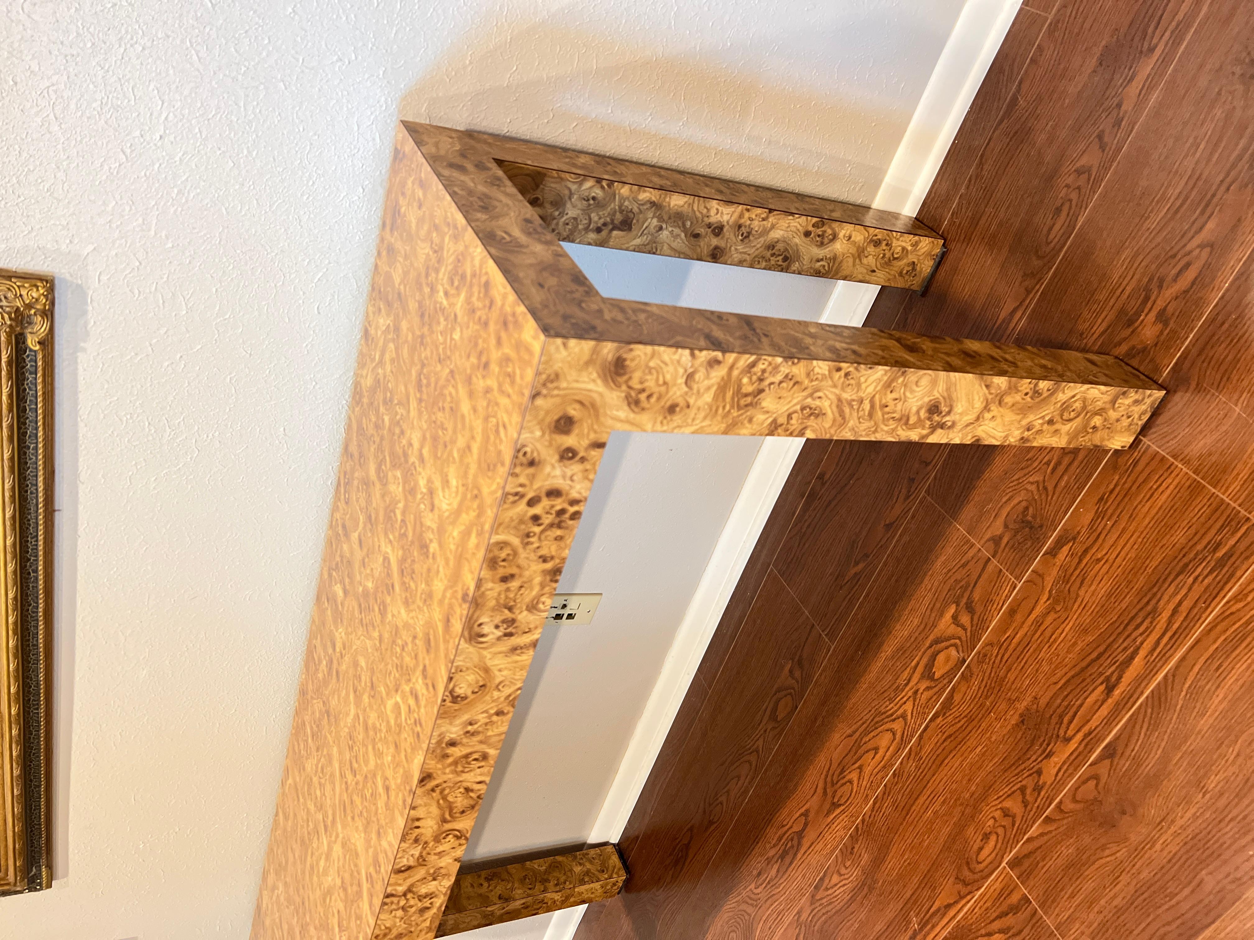 Vintage Mid-Century Parsons Style Burl Laminate Console Sofa Table 5