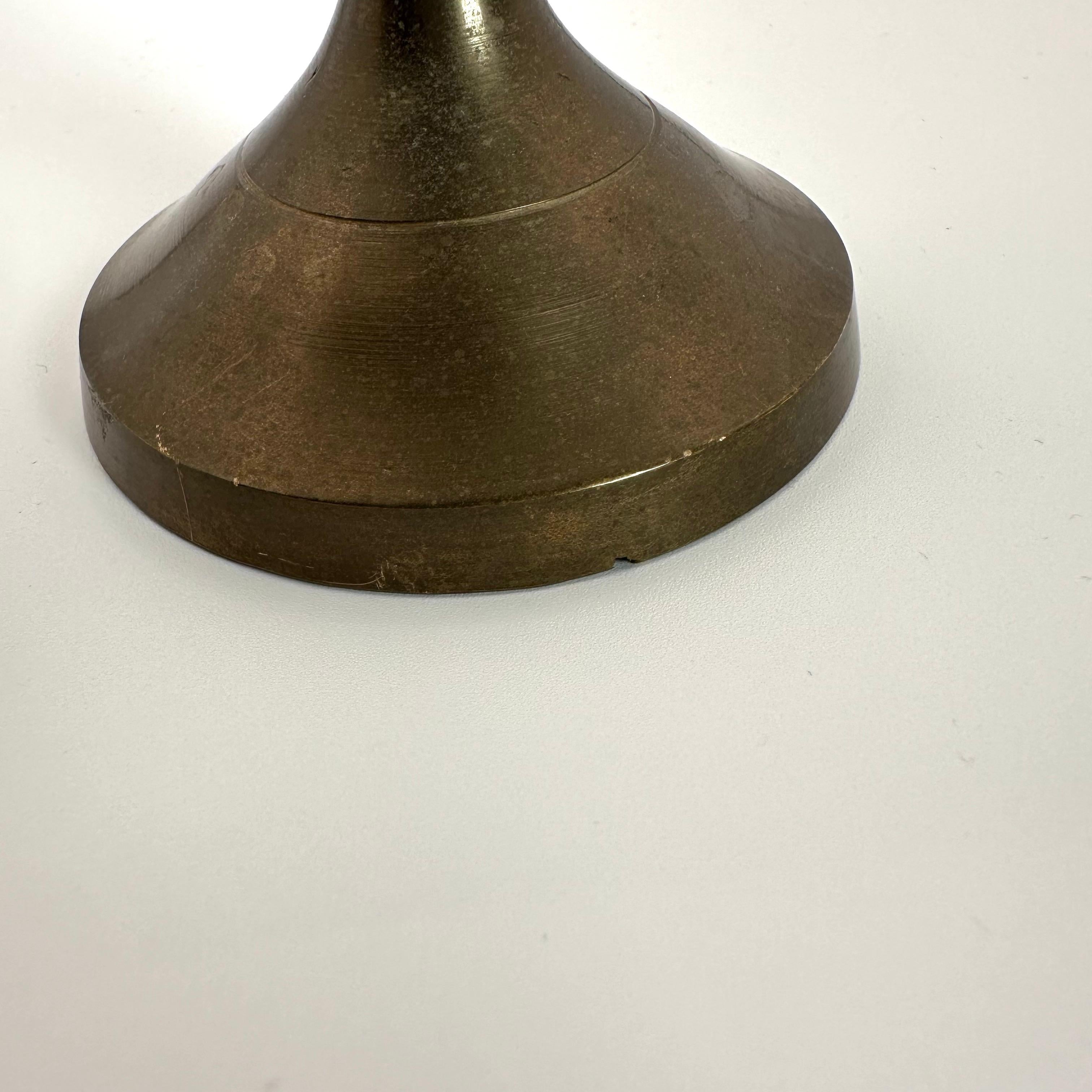 Vintage Mid Century Patinated Brass Vase with Scalloped Top and Rope Detail  For Sale 3