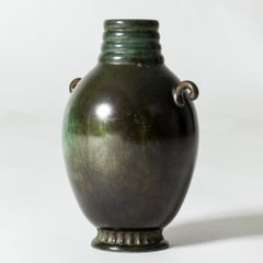 Vintage Mid-Century Patinated Bronze Vase, GAB, Sweden, 1930s