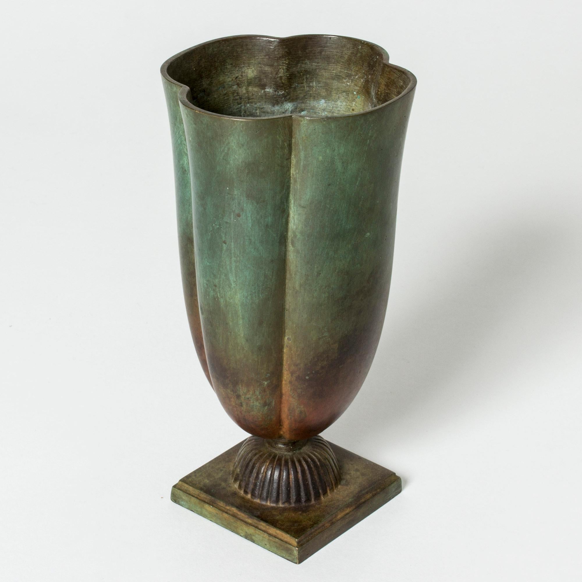 Scandinavian Modern Vintage Mid-Century Patinated Bronze Vase, GAB, Sweden, 1930s