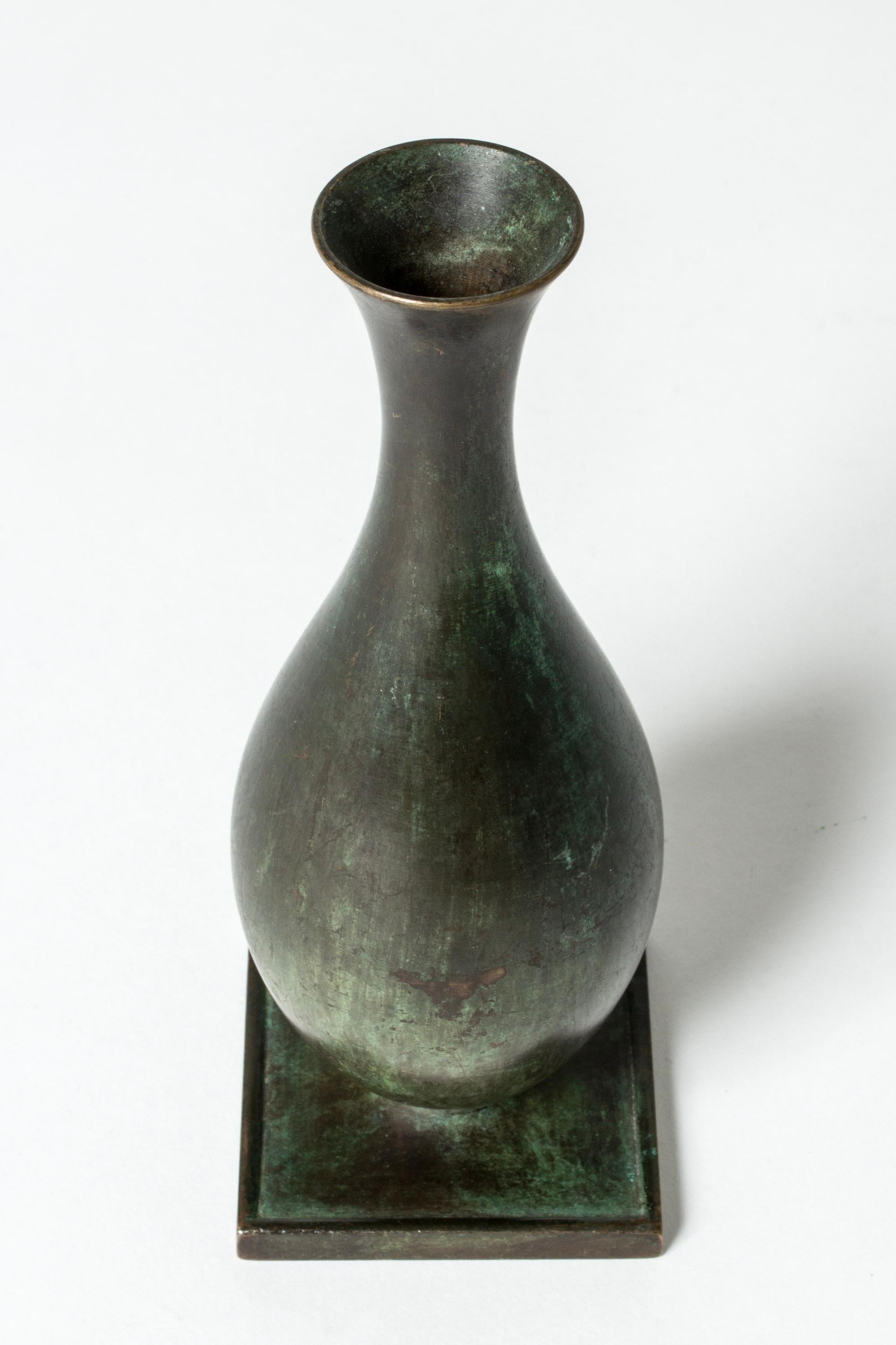 Scandinavian Modern Vintage Midcentury Patinated Bronze Vase, GAB, Sweden, 1930s
