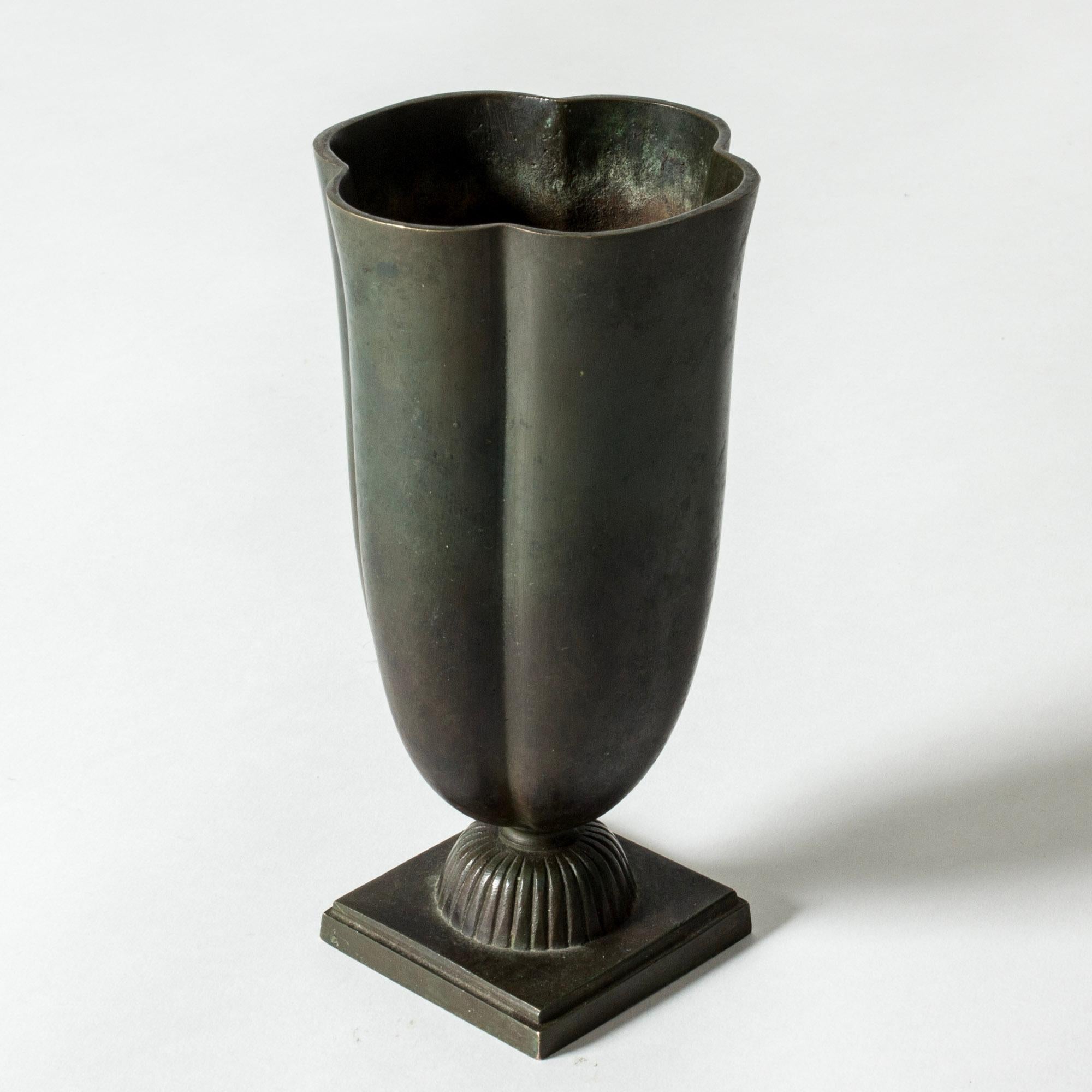 Scandinavian Modern Vintage Mid-Century Patinated Bronze Vase, GAB, Sweden, 1930s For Sale