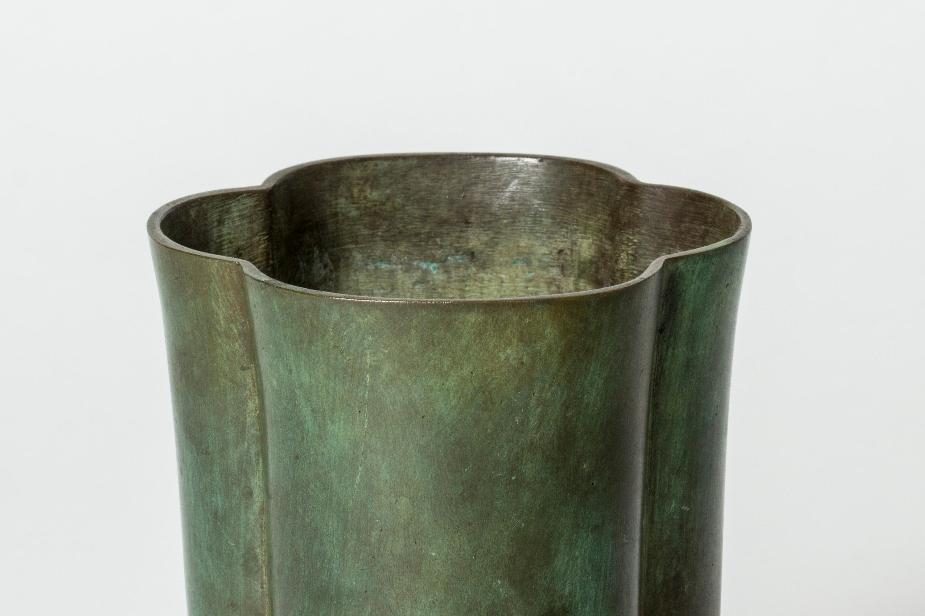 Swedish Vintage Mid-Century Patinated Bronze Vase, GAB, Sweden, 1930s