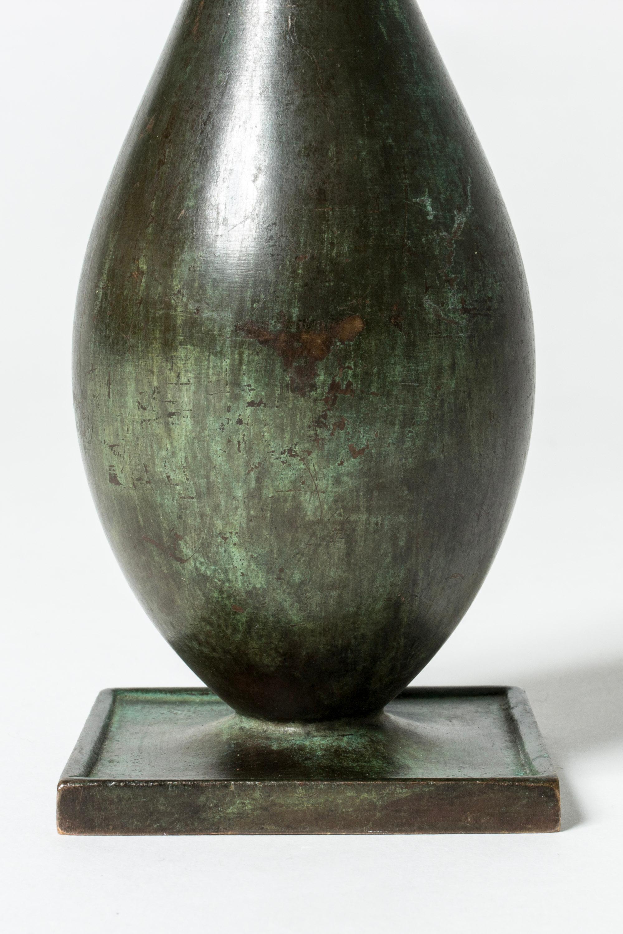 Swedish Vintage Midcentury Patinated Bronze Vase, GAB, Sweden, 1930s