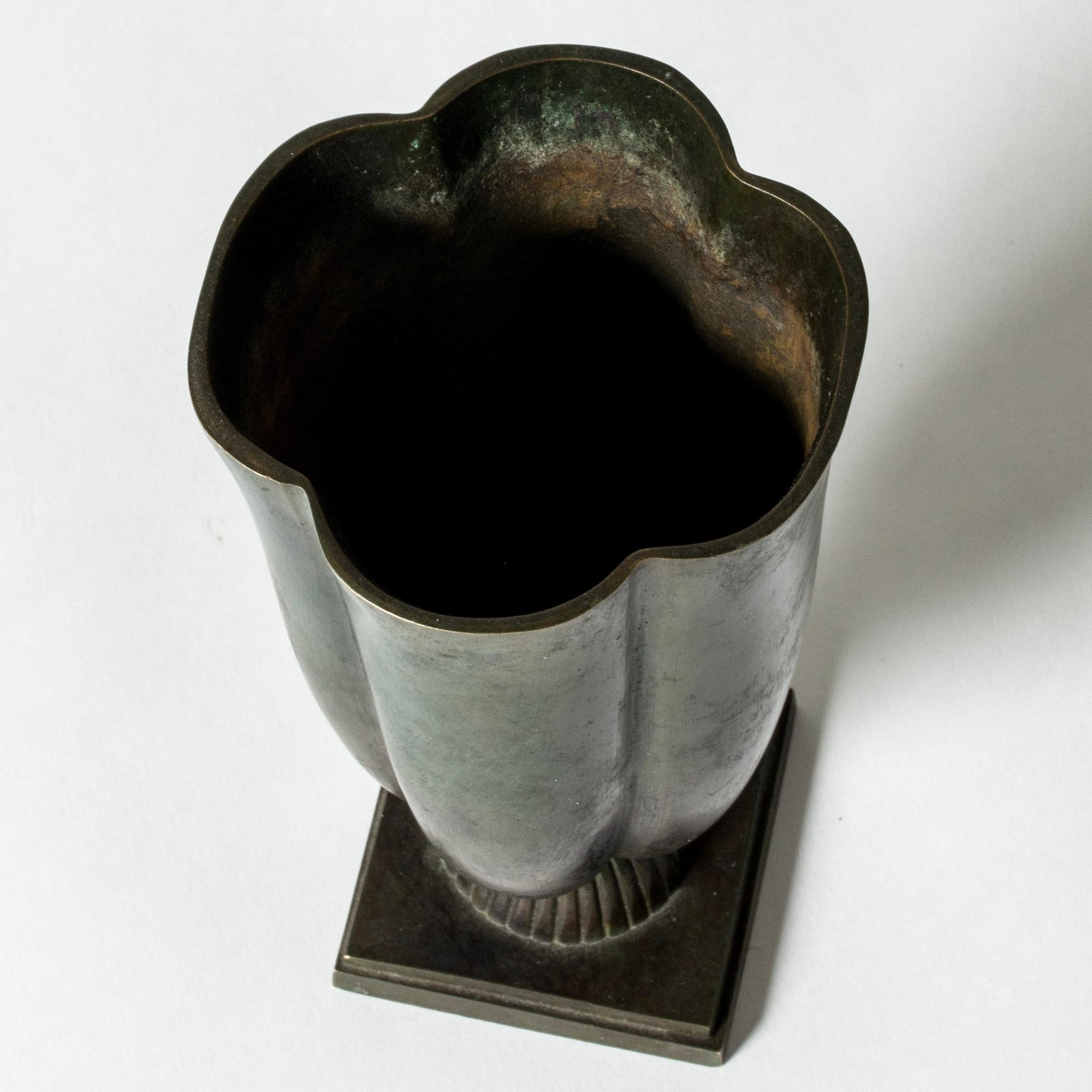 Swedish Vintage Mid-Century Patinated Bronze Vase, GAB, Sweden, 1930s For Sale