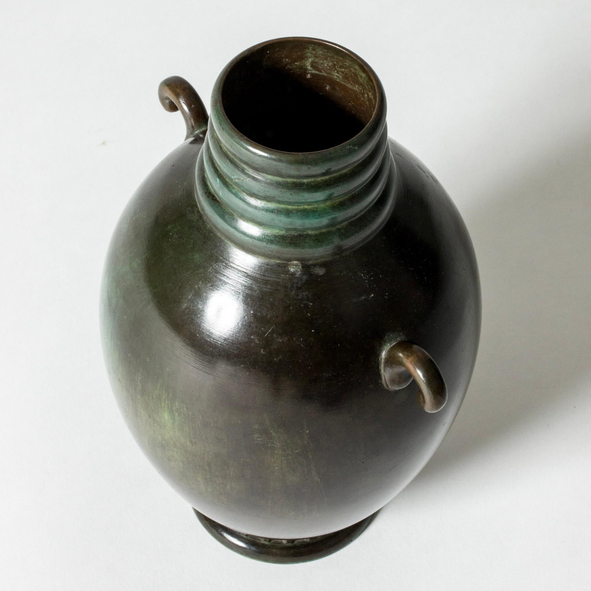 Swedish Vintage Mid-Century Patinated Bronze Vase, GAB, Sweden, 1930s For Sale