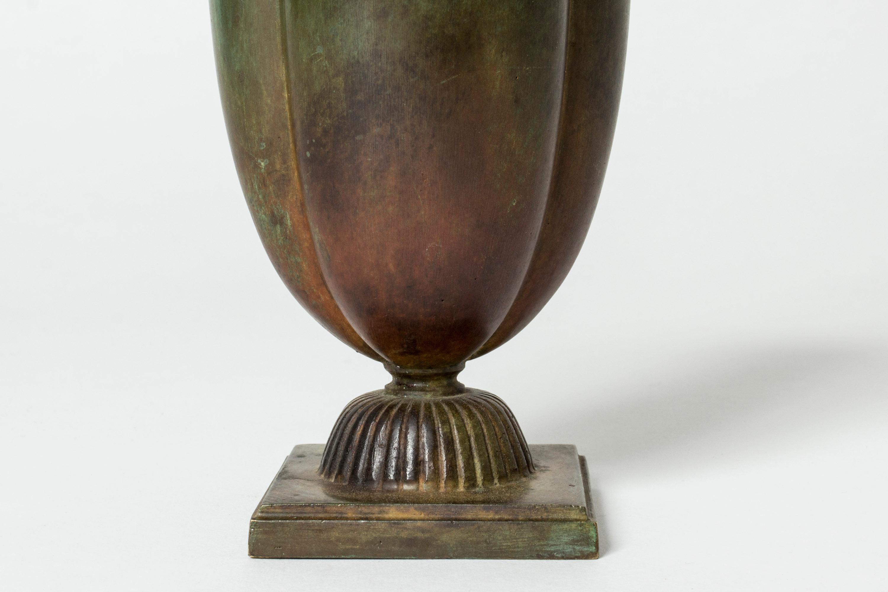 Vintage Mid-Century Patinated Bronze Vase, GAB, Sweden, 1930s In Good Condition In Stockholm, SE