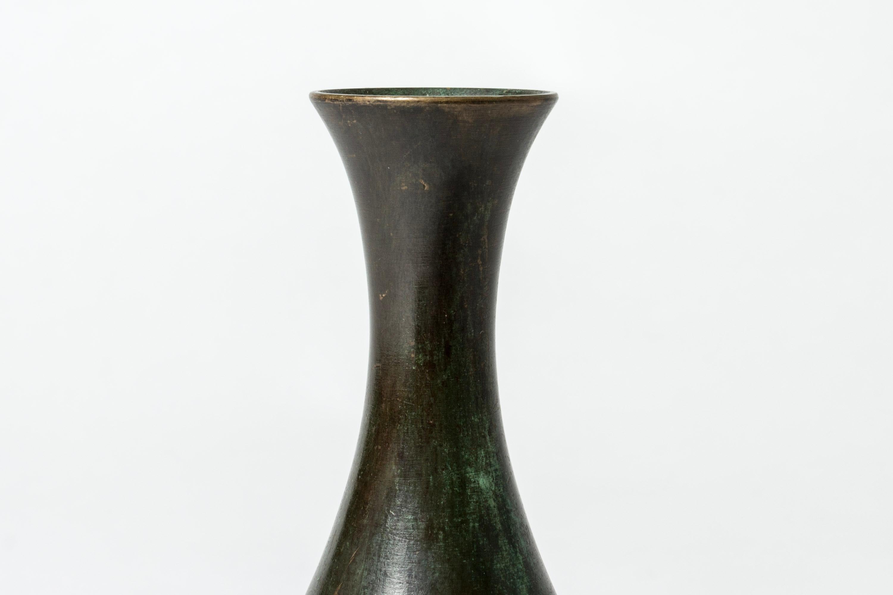 Vintage Midcentury Patinated Bronze Vase, GAB, Sweden, 1930s In Good Condition In Stockholm, SE