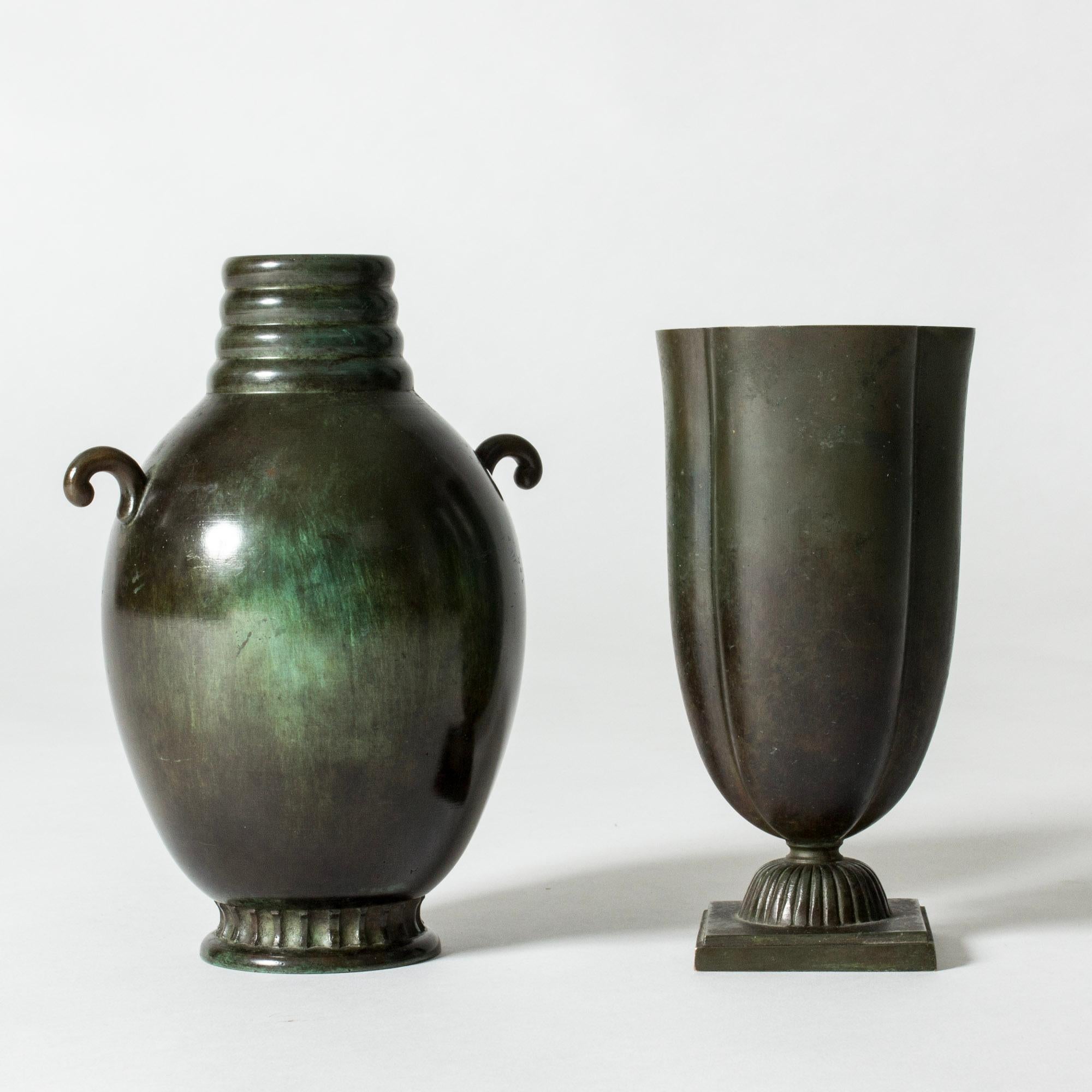 Vintage Mid-Century Patinated Bronze Vase, GAB, Sweden, 1930s For Sale 1