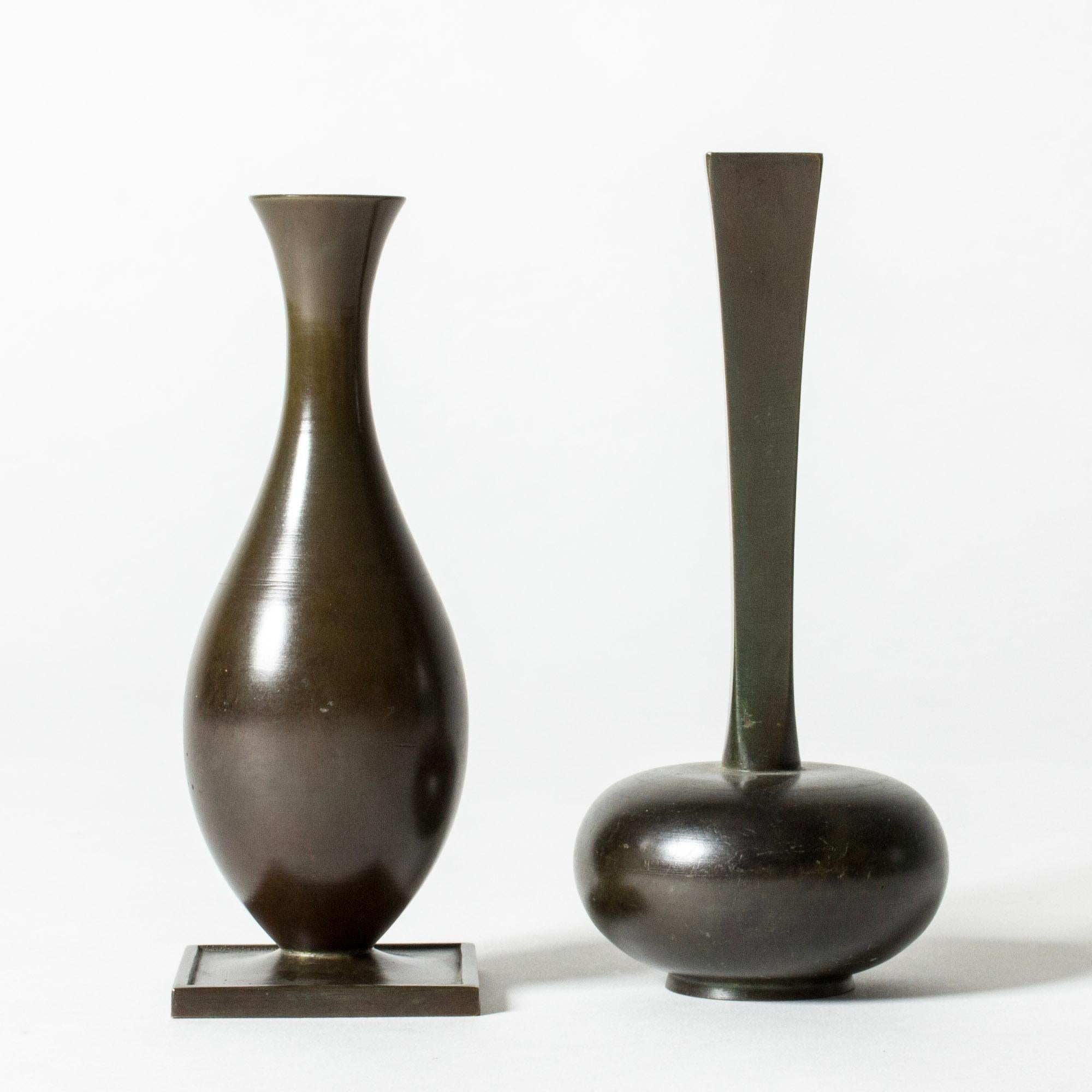 Vintage Mid-Century Patinated Bronze Vase, GAB, Sweden, 1930s 1