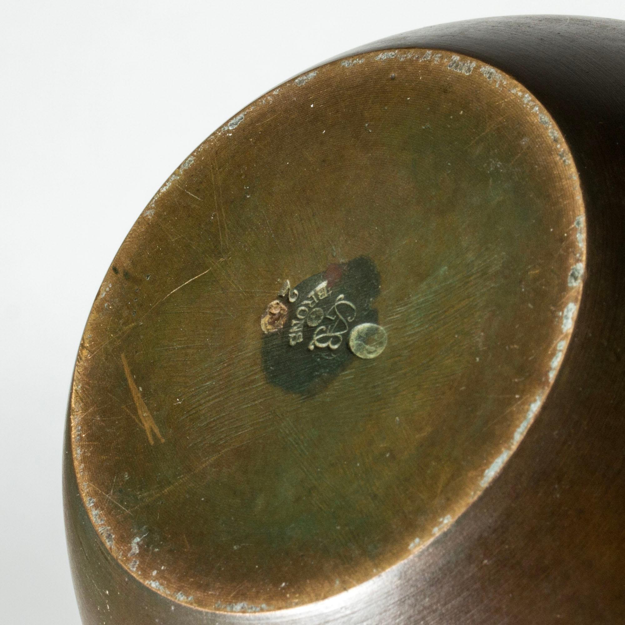 Vaso vintage di metà secolo in bronzo patinato, GAB, Svezia, anni '30 in vendita 1