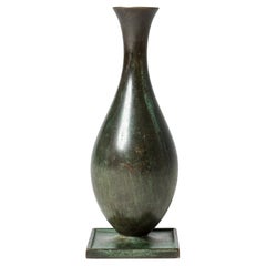 Vintage Midcentury Patinated Bronze Vase, GAB, Sweden, 1930s