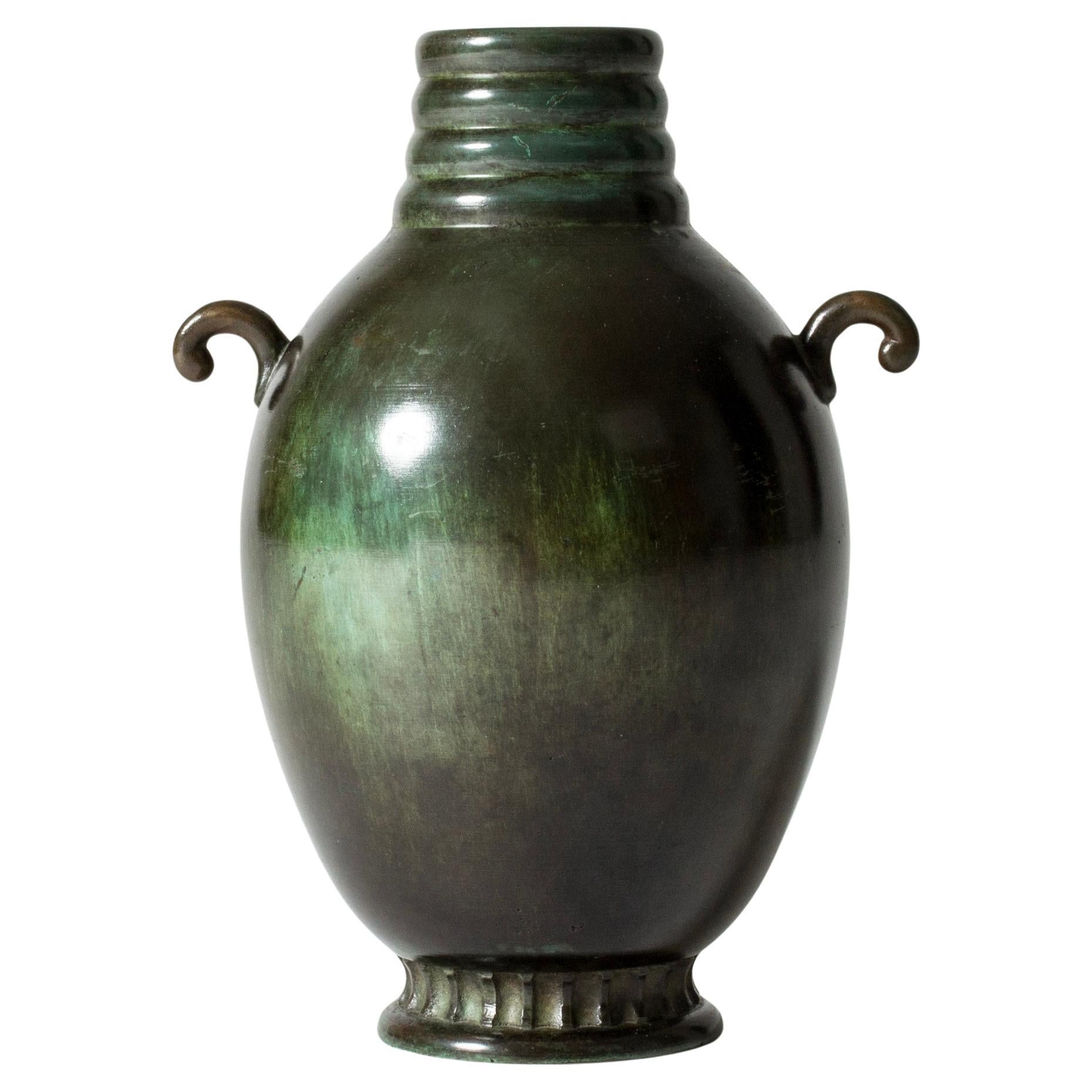 Vintage Mid-Century Patinated Bronze Vase, GAB, Sweden, 1930s