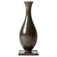 Vintage Mid-Century Patinated Bronze Vase, GAB, Sweden, 1930s