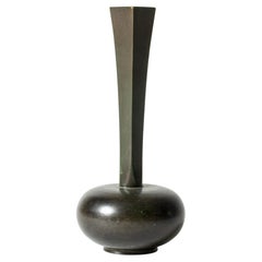 Vintage Mid-Century Patinated Bronze Vase, GAB, Sweden, 1930s
