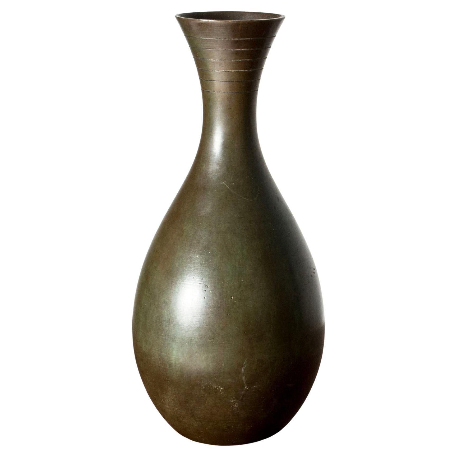 Vaso vintage di metà secolo in bronzo patinato, GAB, Svezia, anni '30
