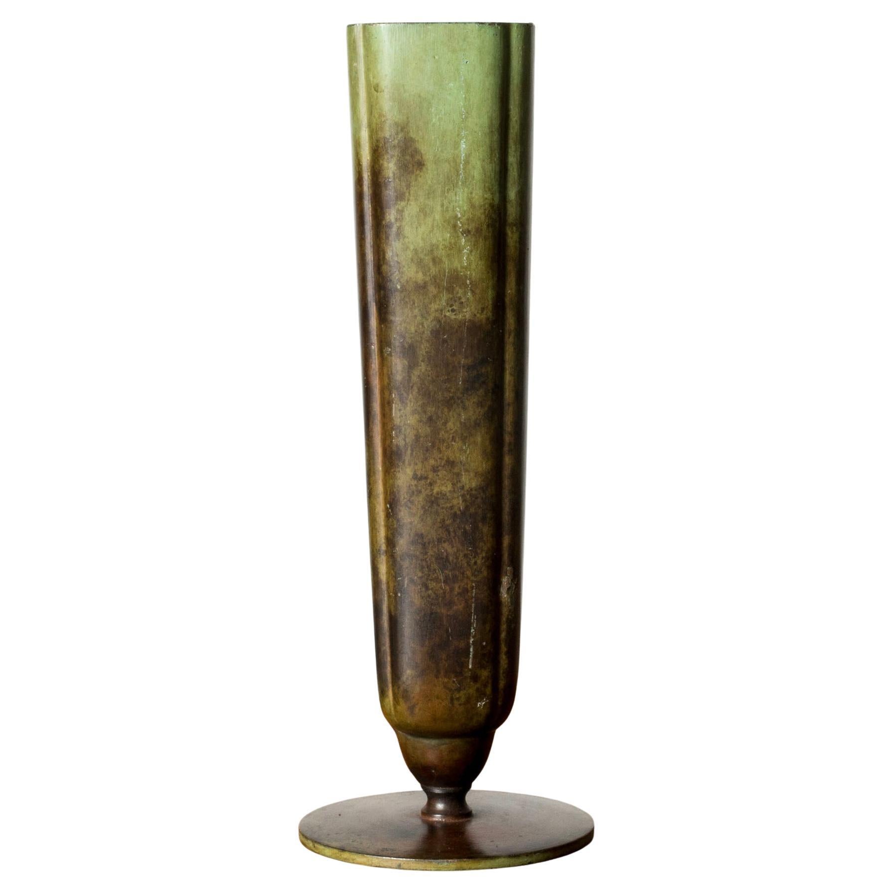 Vaso vintage di metà secolo in bronzo patinato, GAB, Svezia, anni '30