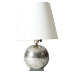 Vintage Mid-Century Pewter Table Lamp, GAB, Sweden, 1930s