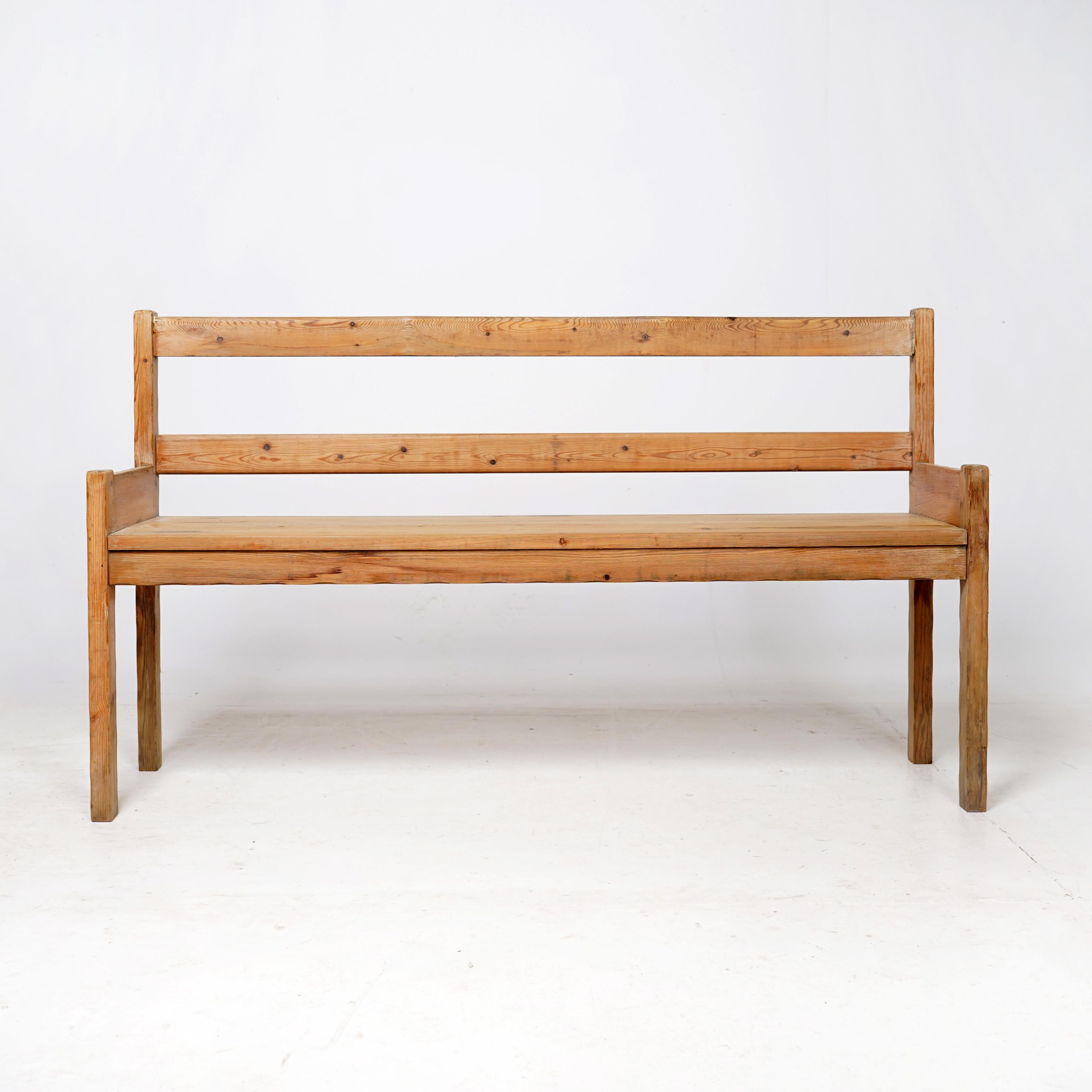 Mid-Century Modern Vintage Mid Century Pine Bench Scandinavian With Scallop Edge  For Sale