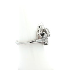 Vintage Mid Century Platinum 0.38ctw Diamond Milgrain Scroll Work Bypass Ring