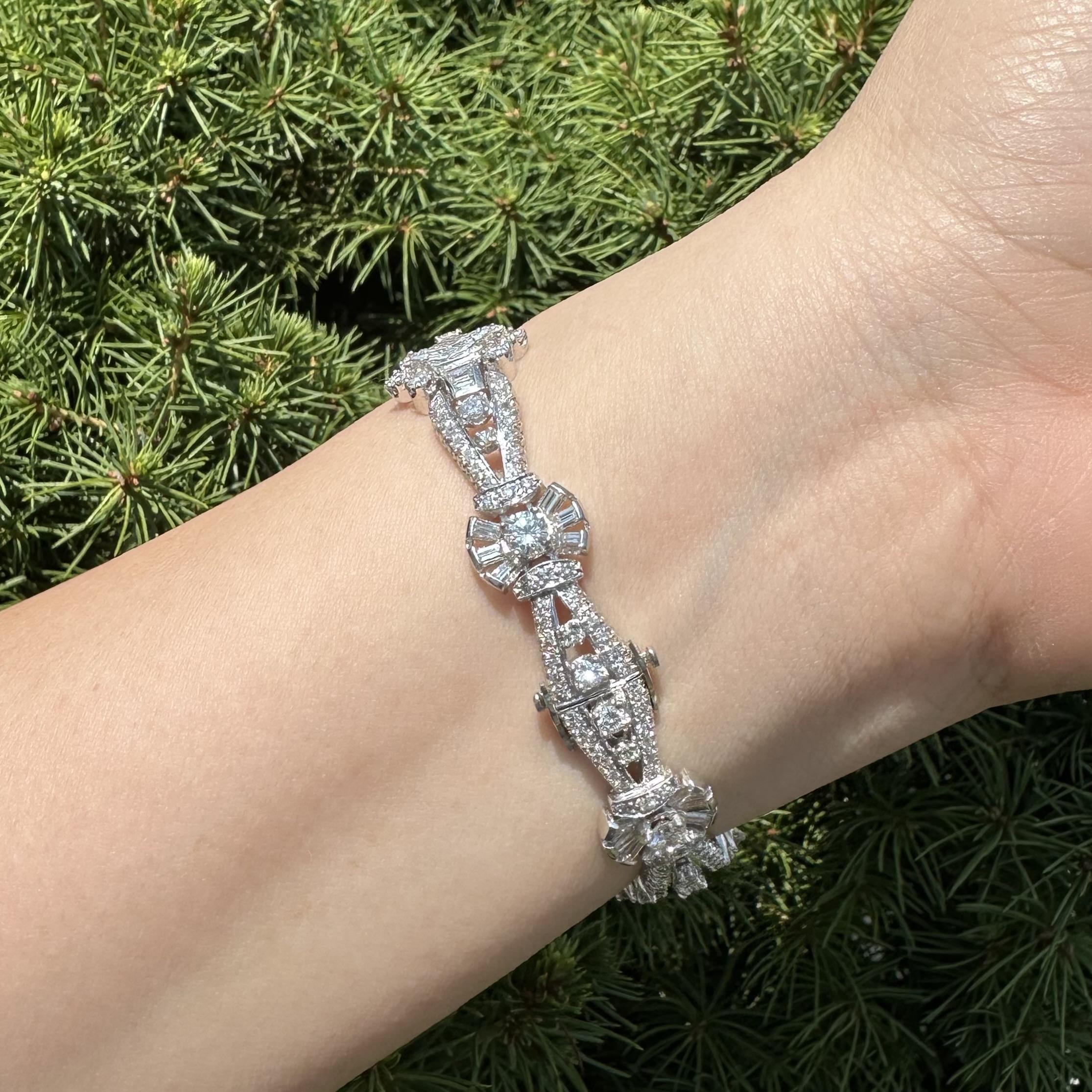 Pulsera Vintage de Platino de Mitad de Siglo con 10,0ctw de Diamantes de Fantasía en venta 7