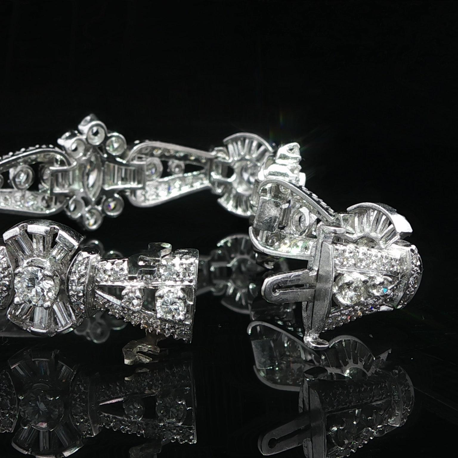 Pulsera Vintage de Platino de Mitad de Siglo con 10,0ctw de Diamantes de Fantasía en Excelente estado para la venta en Montclair, NJ
