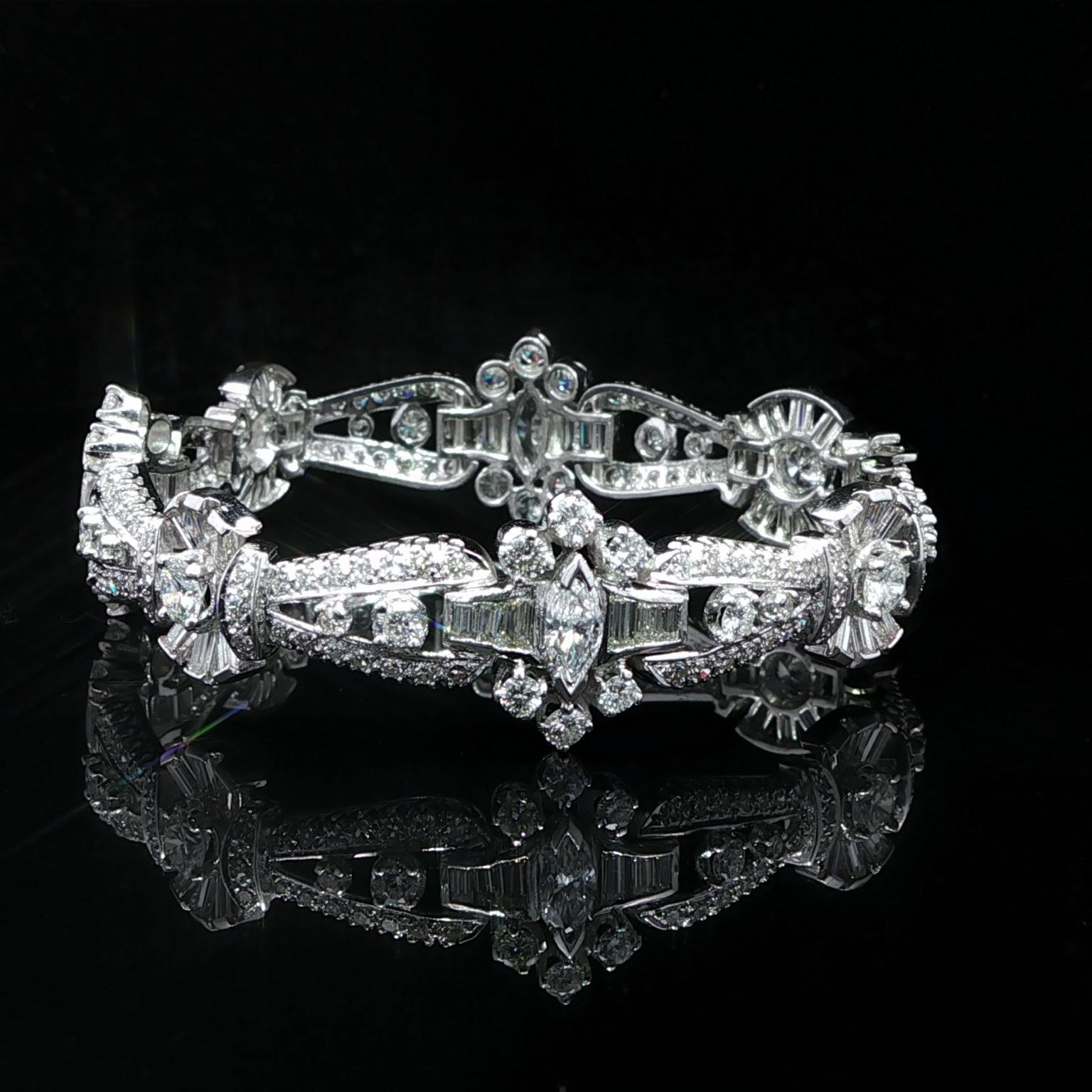 Pulsera Vintage de Platino de Mitad de Siglo con 10,0ctw de Diamantes de Fantasía en venta 1