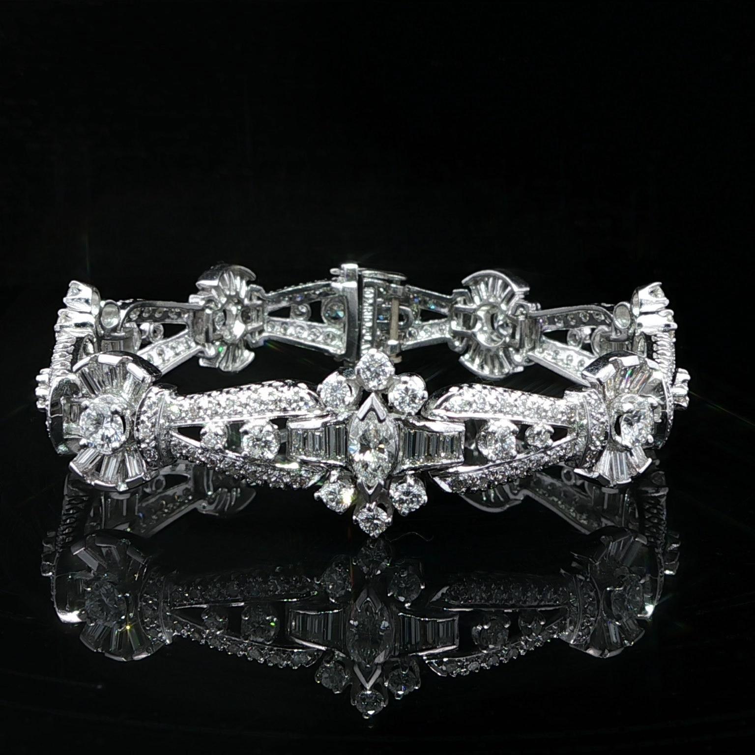 Pulsera Vintage de Platino de Mitad de Siglo con 10,0ctw de Diamantes de Fantasía en venta 2
