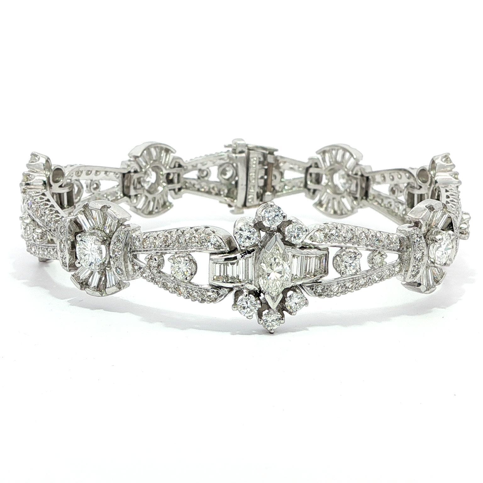 Pulsera Vintage de Platino de Mitad de Siglo con 10,0ctw de Diamantes de Fantasía en venta 3