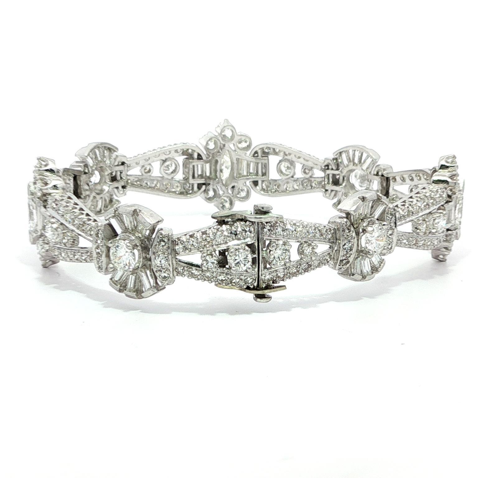 Pulsera Vintage de Platino de Mitad de Siglo con 10,0ctw de Diamantes de Fantasía en venta 4
